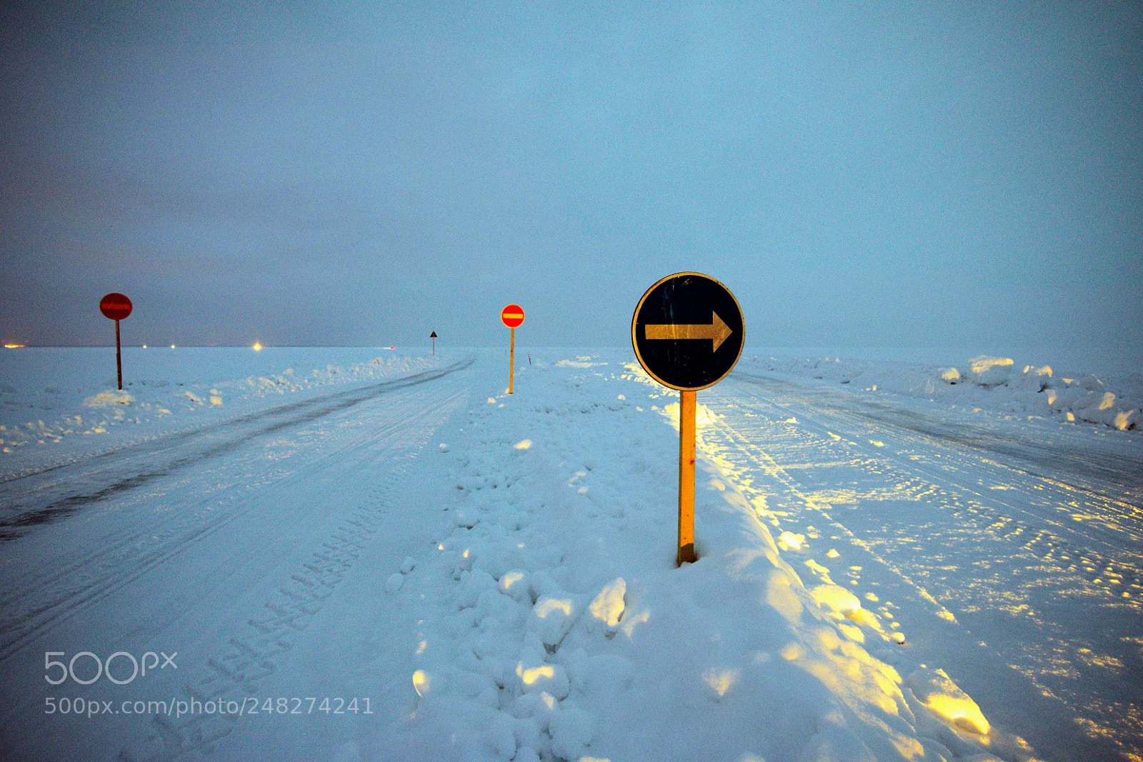 Pentax K-1 sample photo. Ice road at night photography