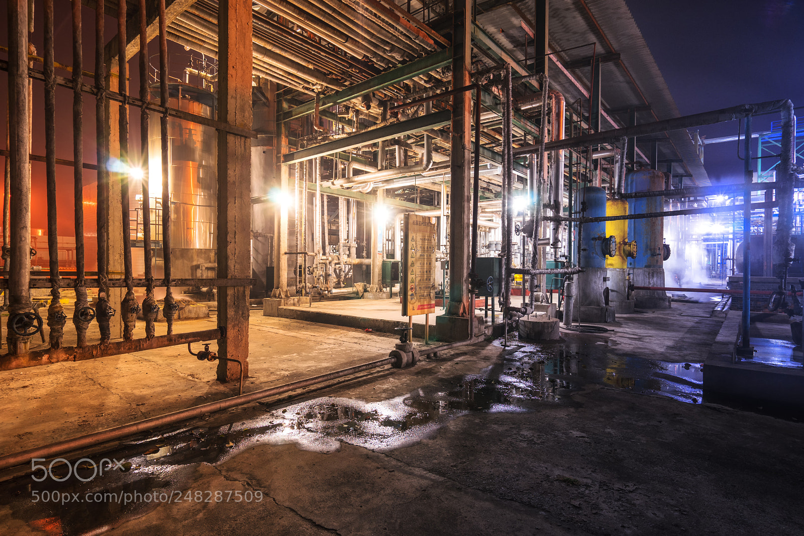 Sony a7 sample photo. Night oil refinery photography