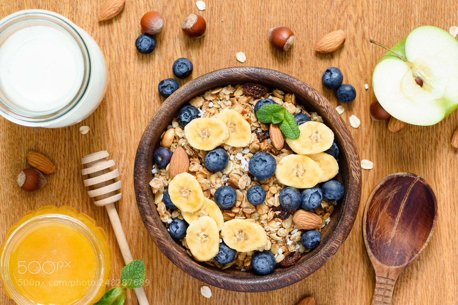 Nikon D810 sample photo. Granola bowl with blueberries photography