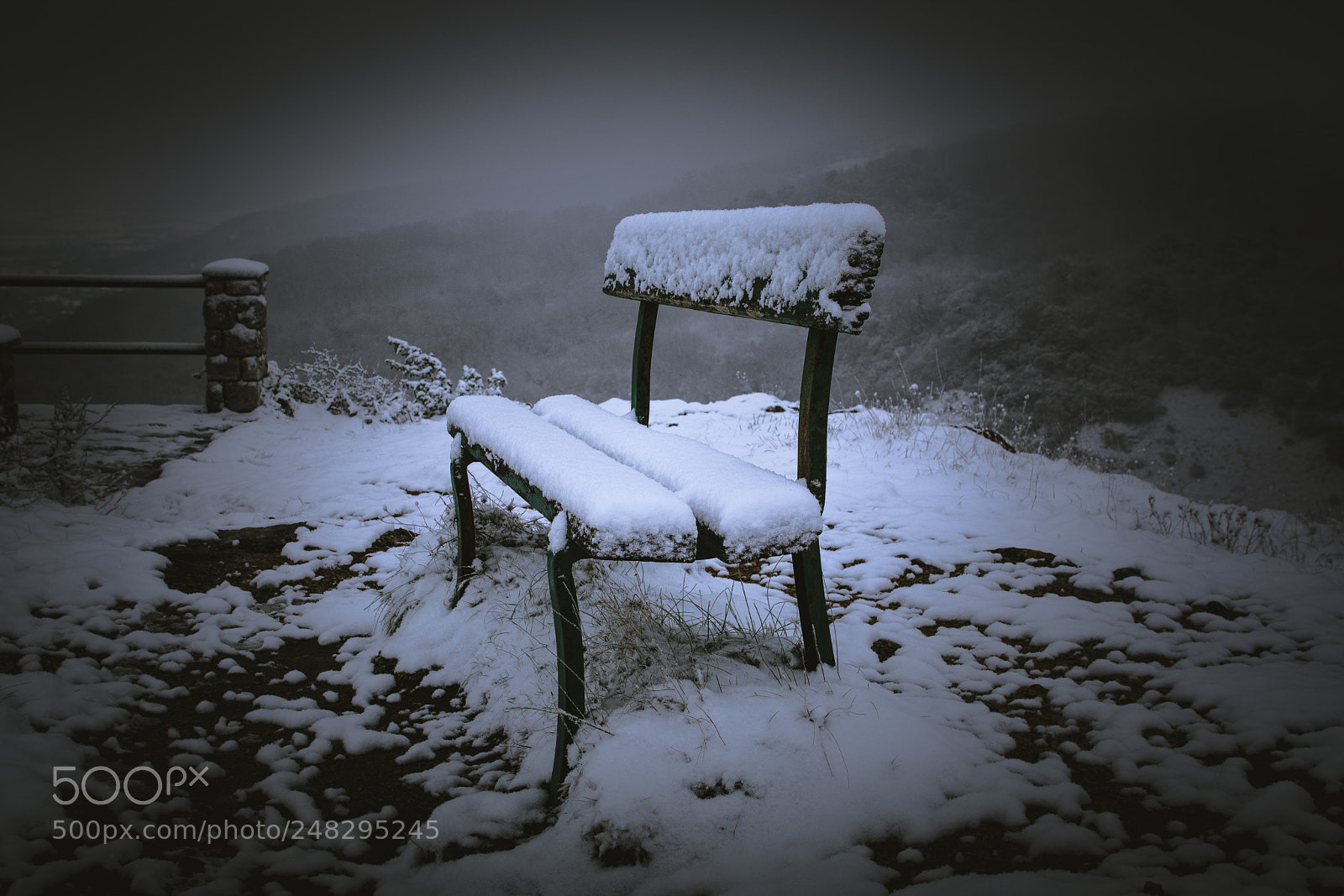 Nikon D7100 sample photo. Snow on a bench photography
