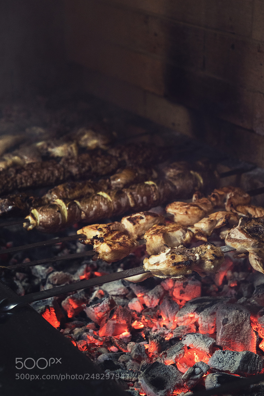 Nikon D810 sample photo. Grilling marinated shashlik photography