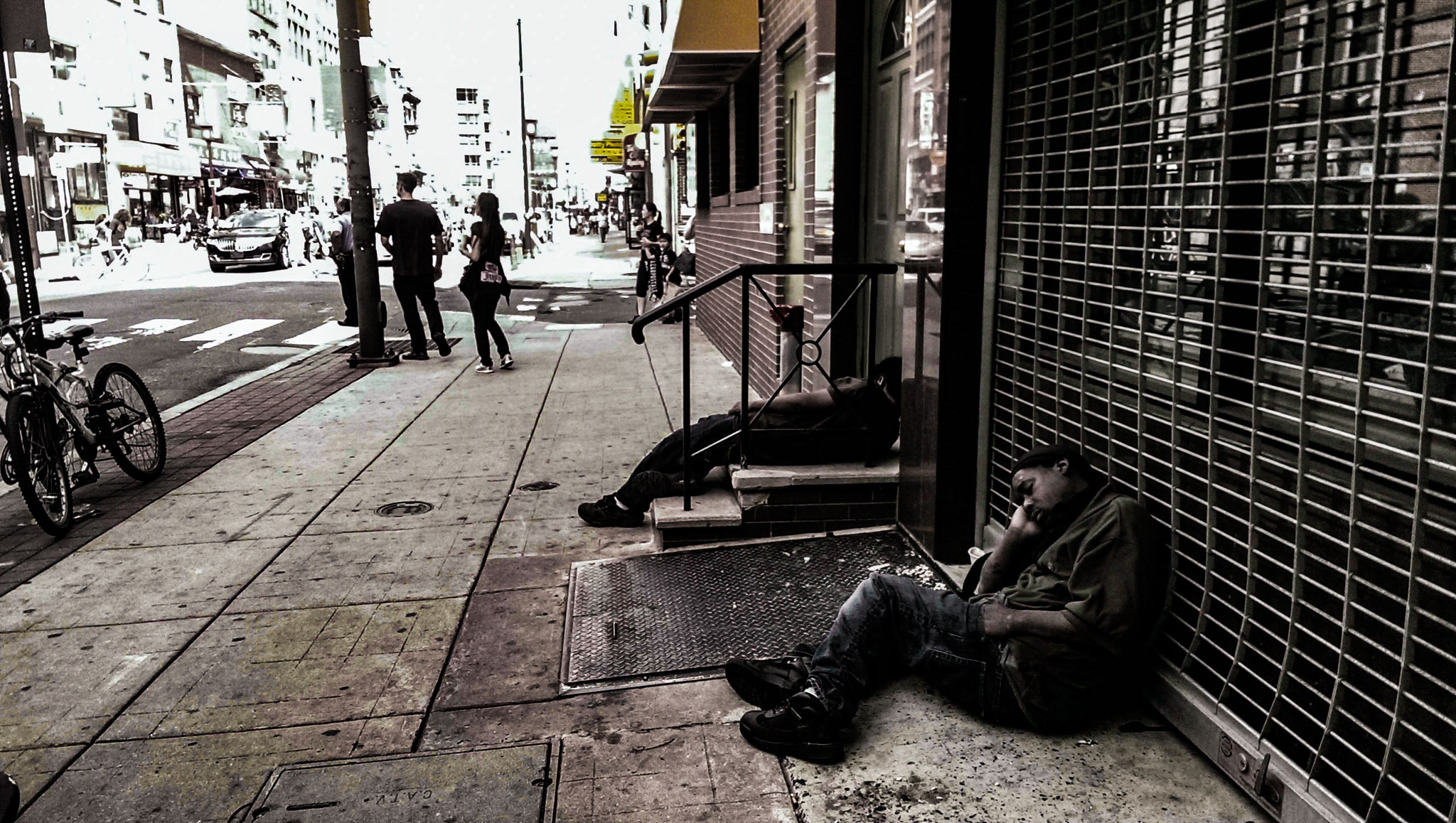 HTC ONE sample photo. Two men down photography