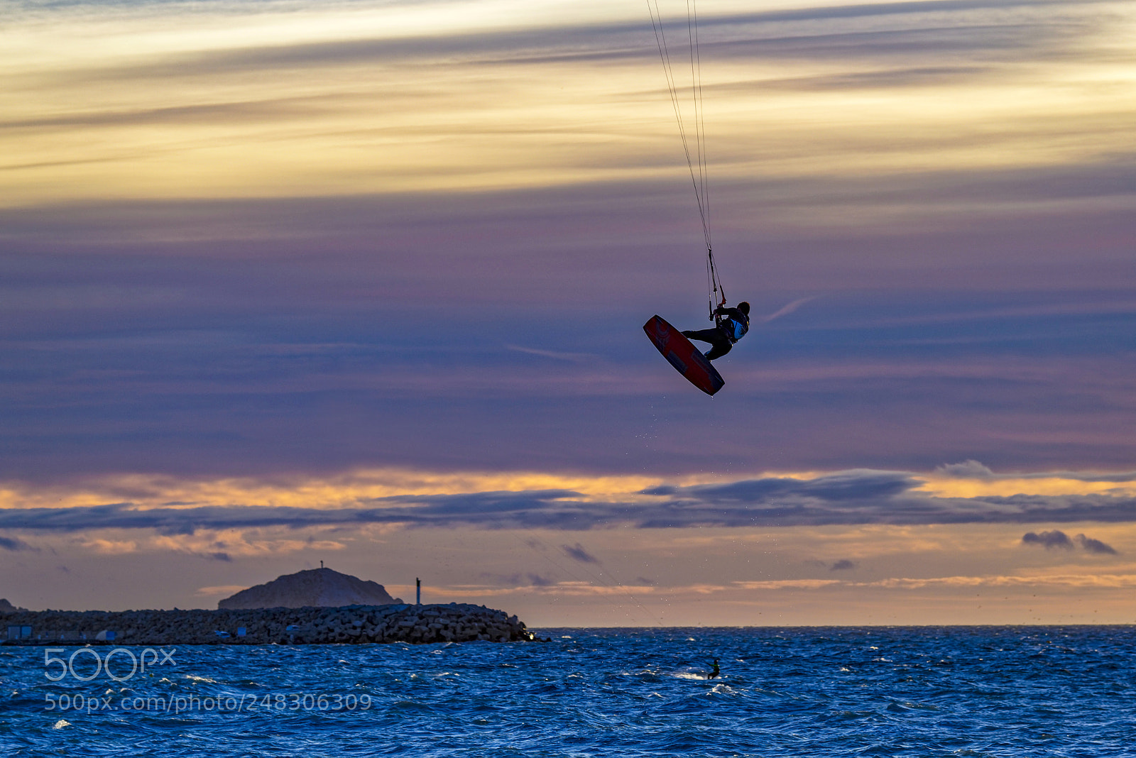 Nikon D800 sample photo. Kitesurfers at dusk # 4 photography