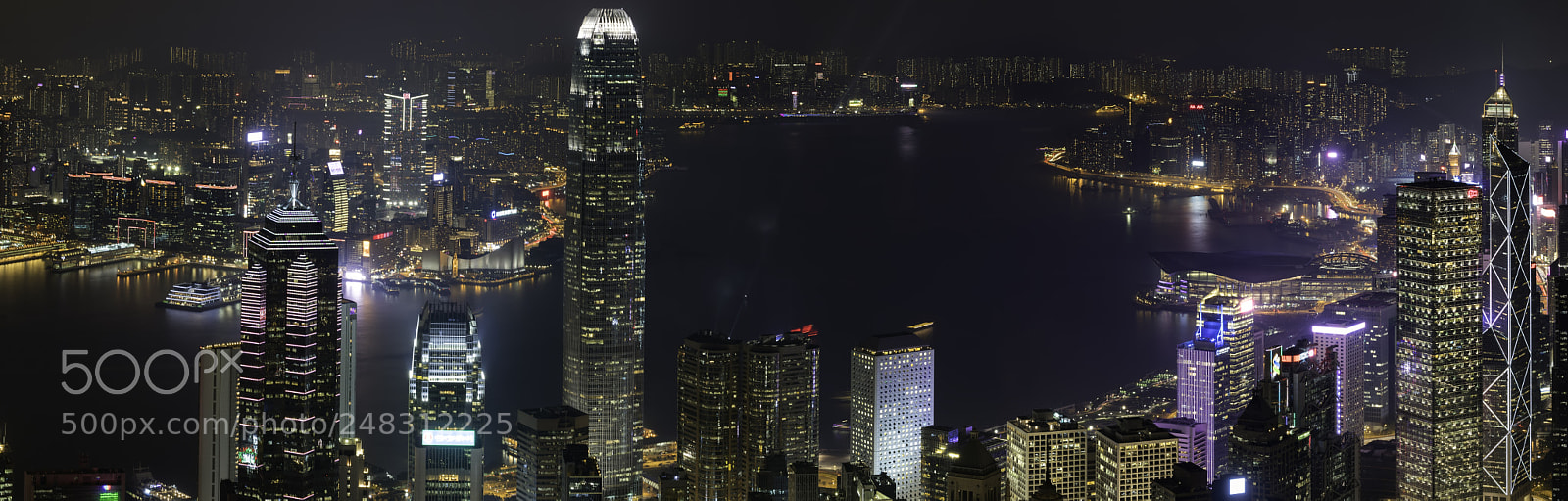 Nikon D5 sample photo. Panorama,hong kong night city photography