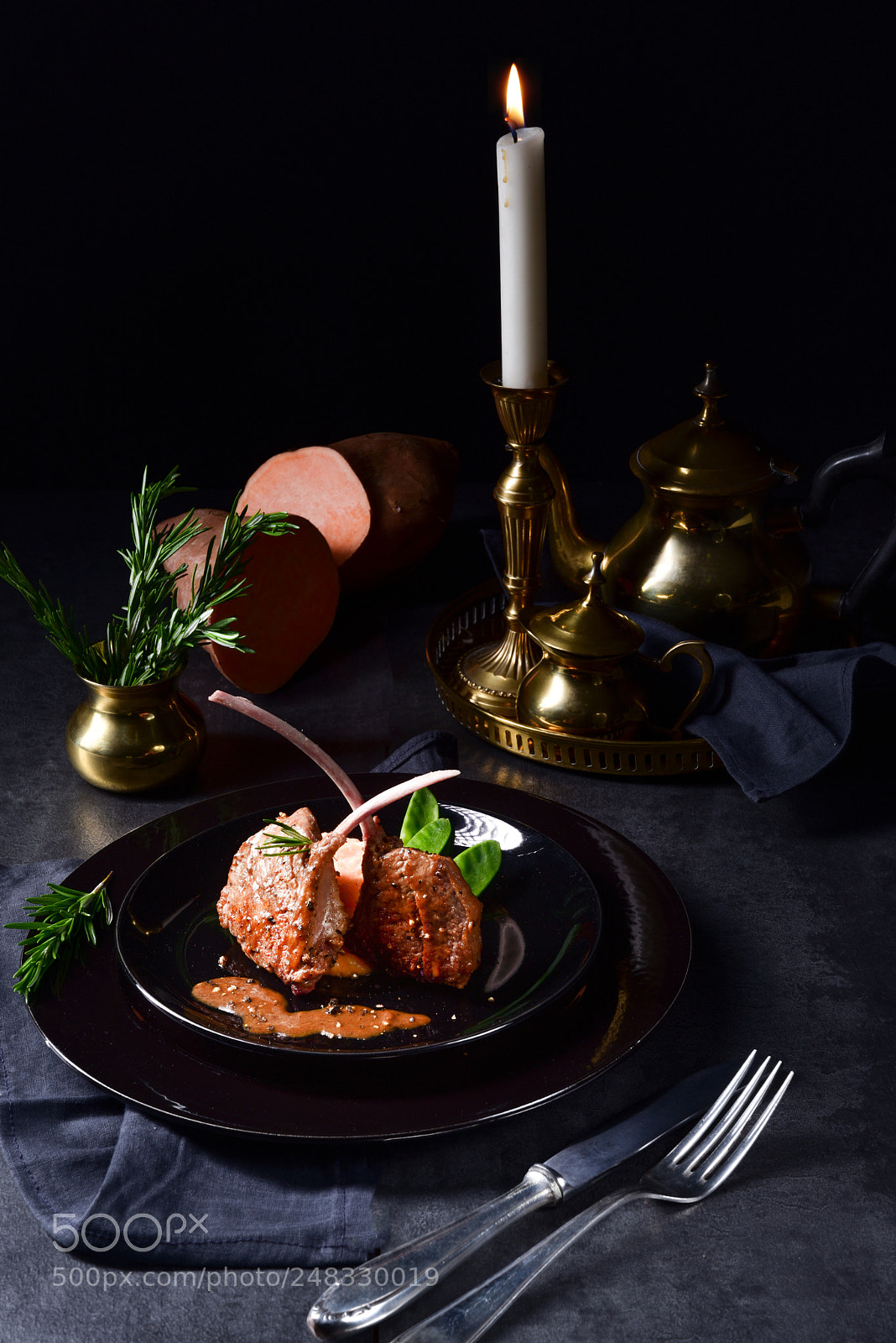 Nikon D810 sample photo. Lamb steaks with rosemary photography