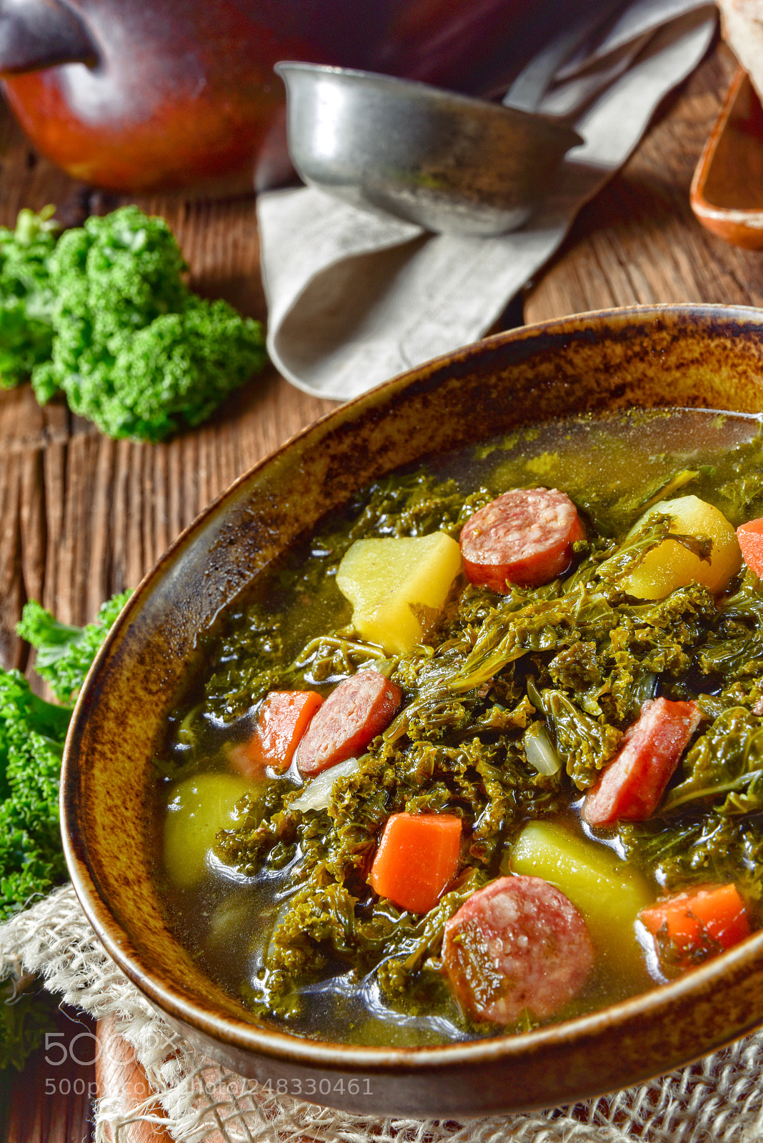 Nikon D810 sample photo. Rustic kale soup with photography