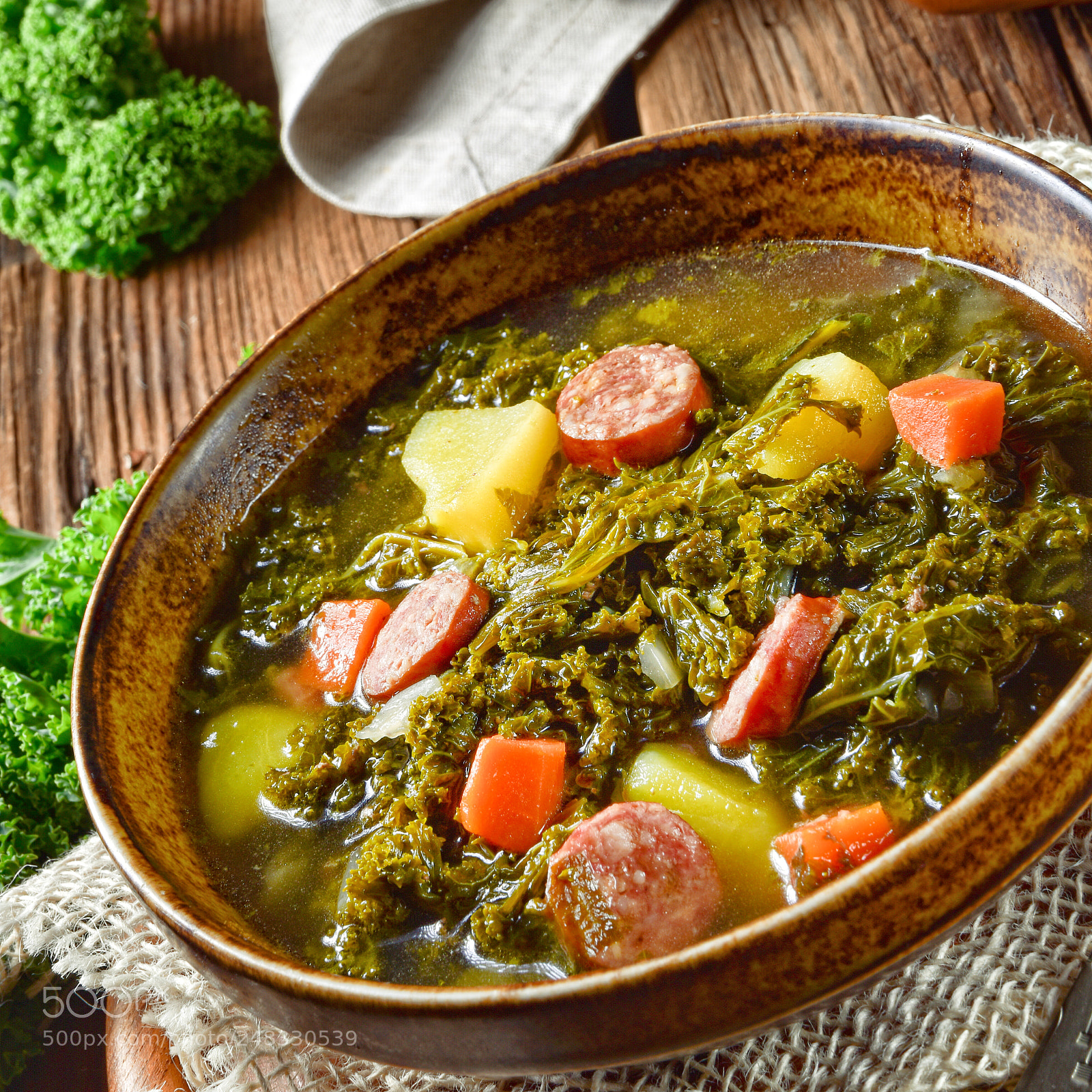 Nikon D810 sample photo. Rustic kale soup with photography