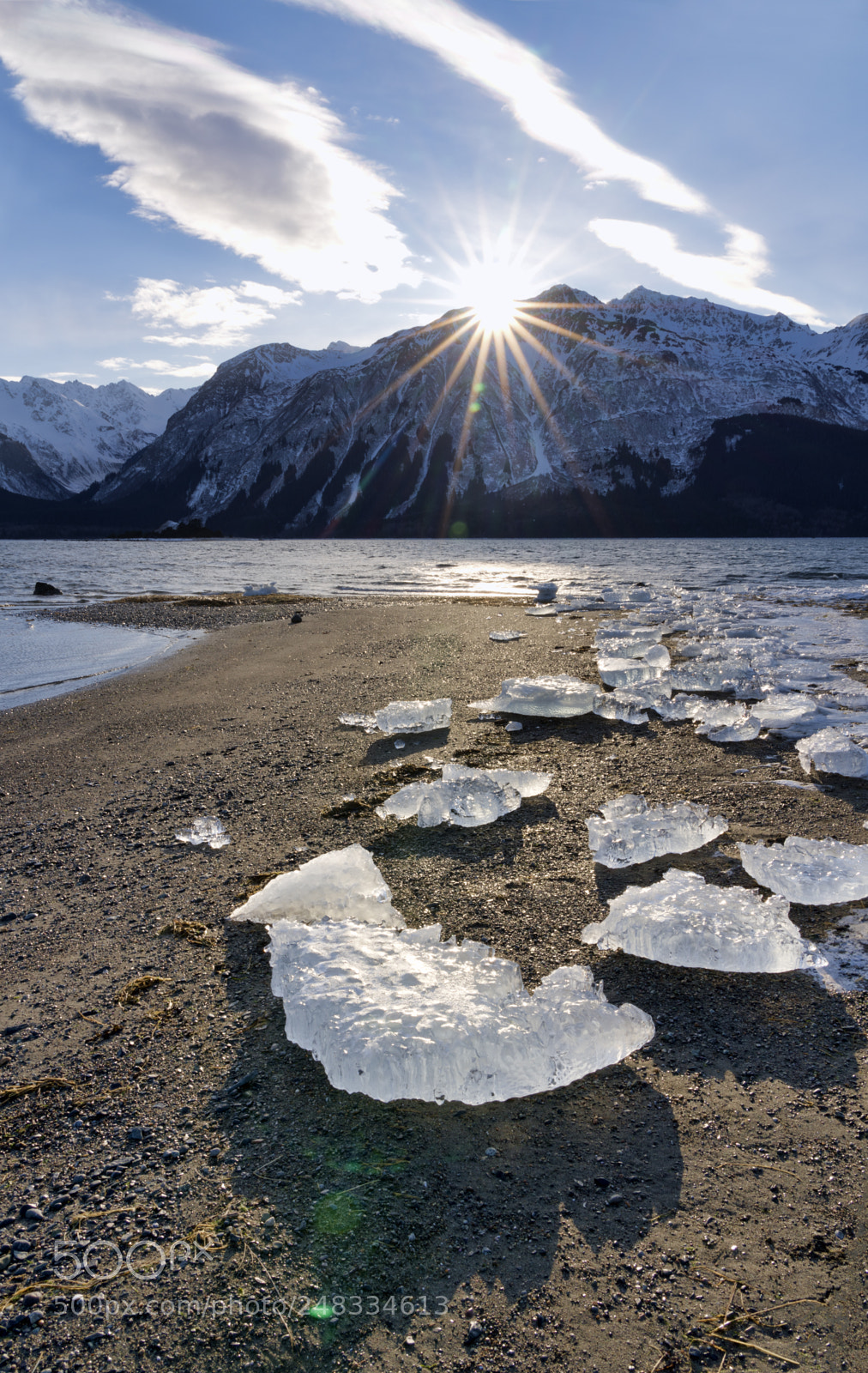 Sony a7R III sample photo. Sunset with ice chunks photography