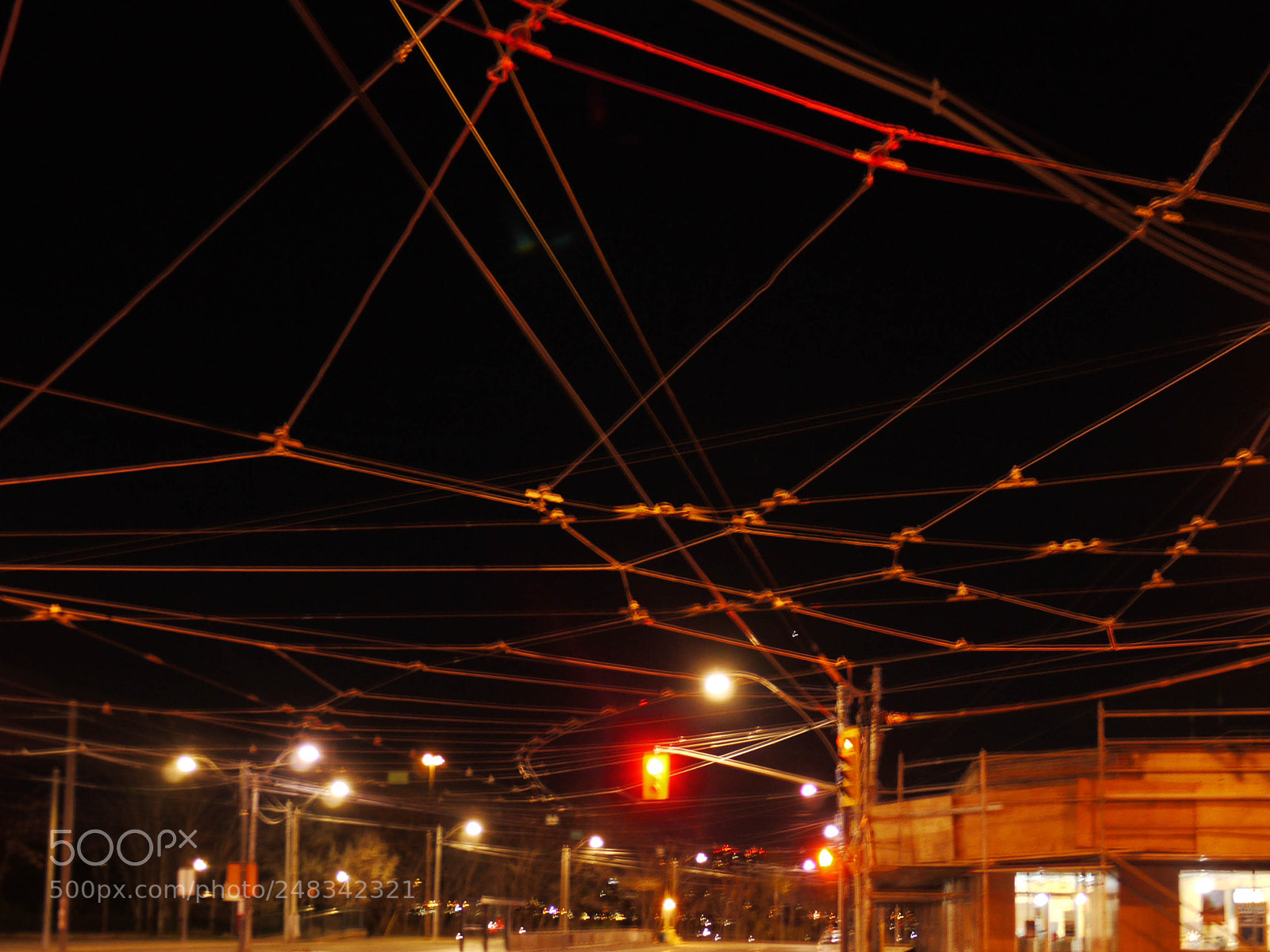 Panasonic Lumix DMC-G1 sample photo. Streetcar wires maze queensway photography