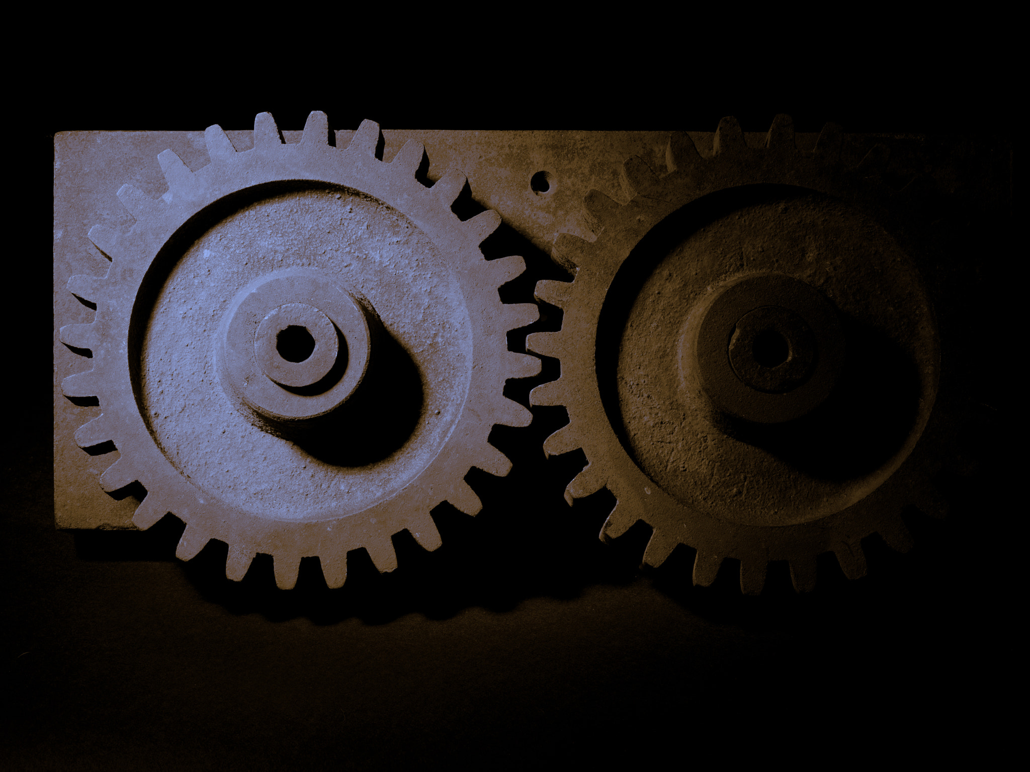 Phase One IQ140 sample photo. A study in lighting - old gears photography