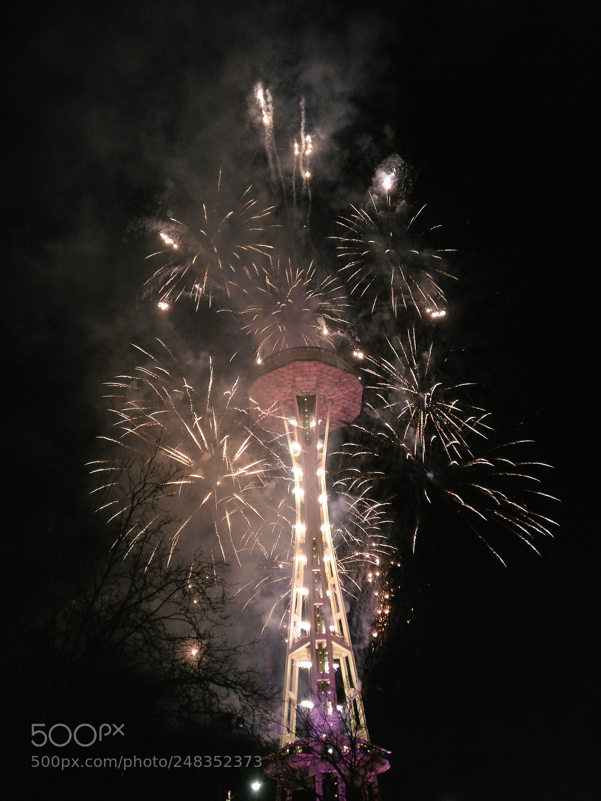 OnePlus A3000 sample photo. Space needle fireworks photography
