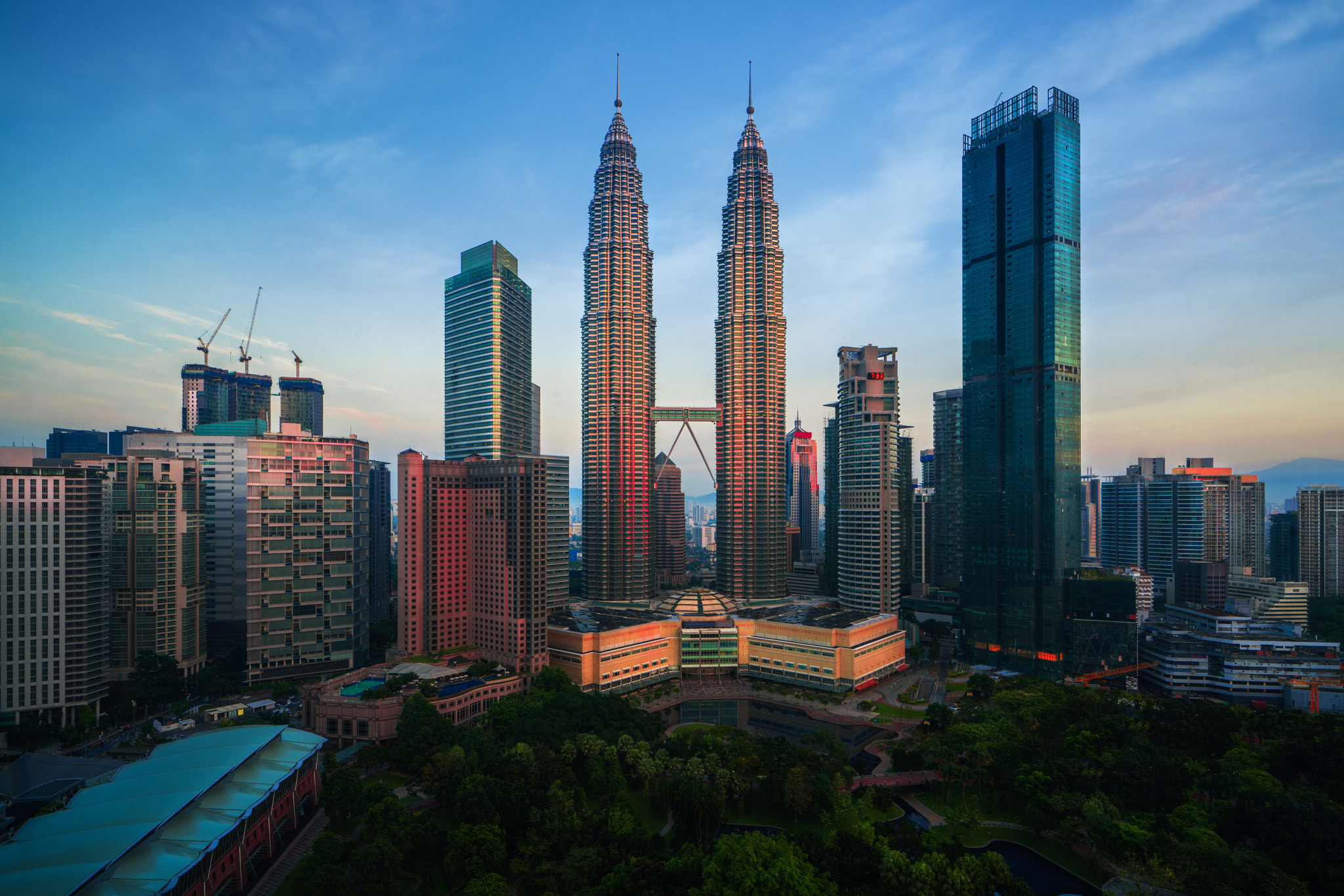 City scape of morning sunrise in Kuala lumpur city, twin tower, Kualalumpur, Malaysia