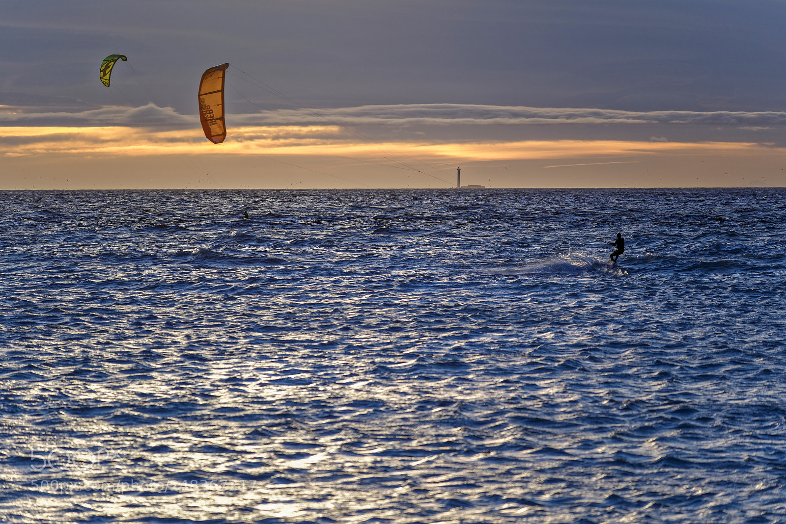 Nikon D800 sample photo. Kitesurfers at dusk # 5 photography