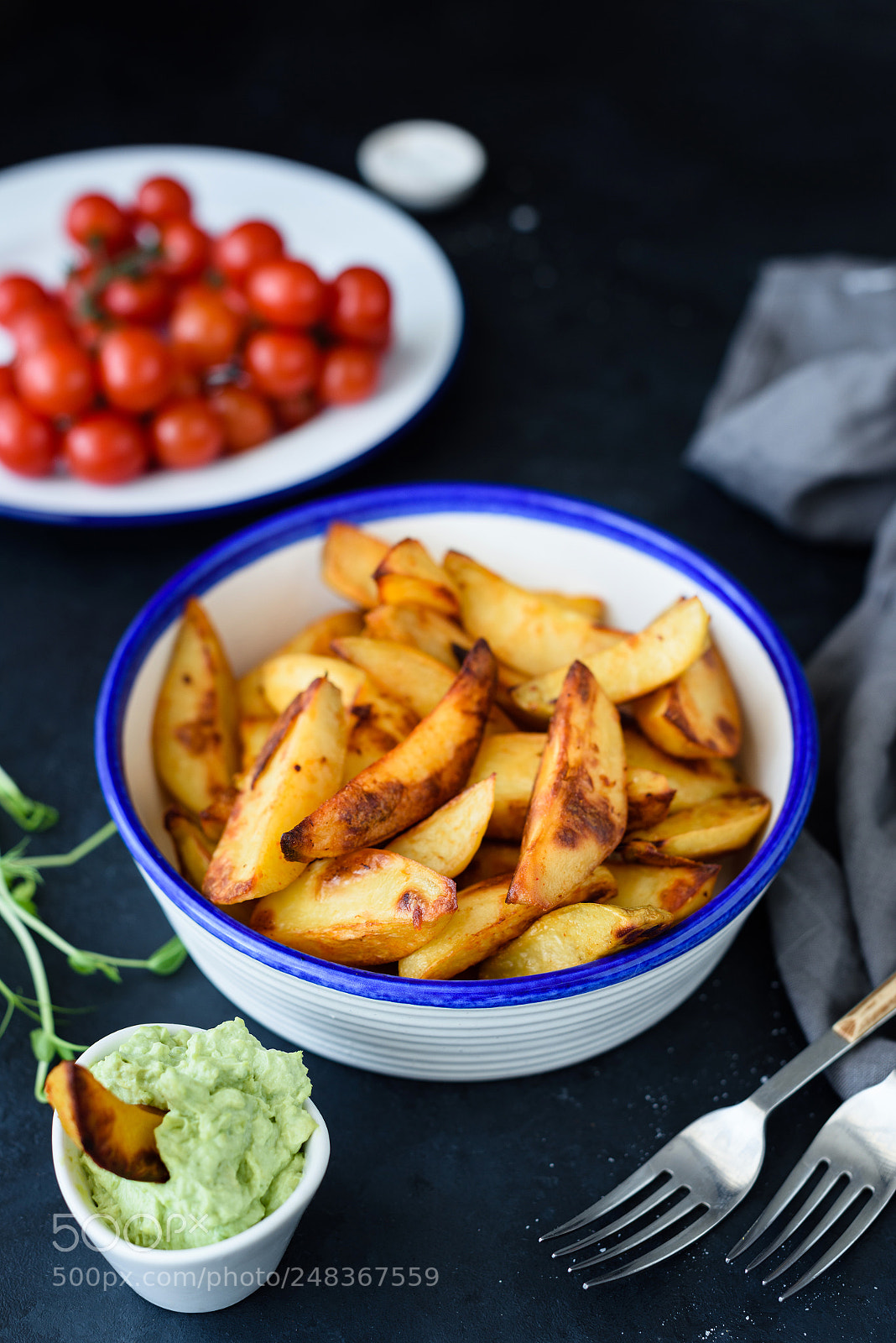 Nikon D810 sample photo. Roasted potatoes with spices photography