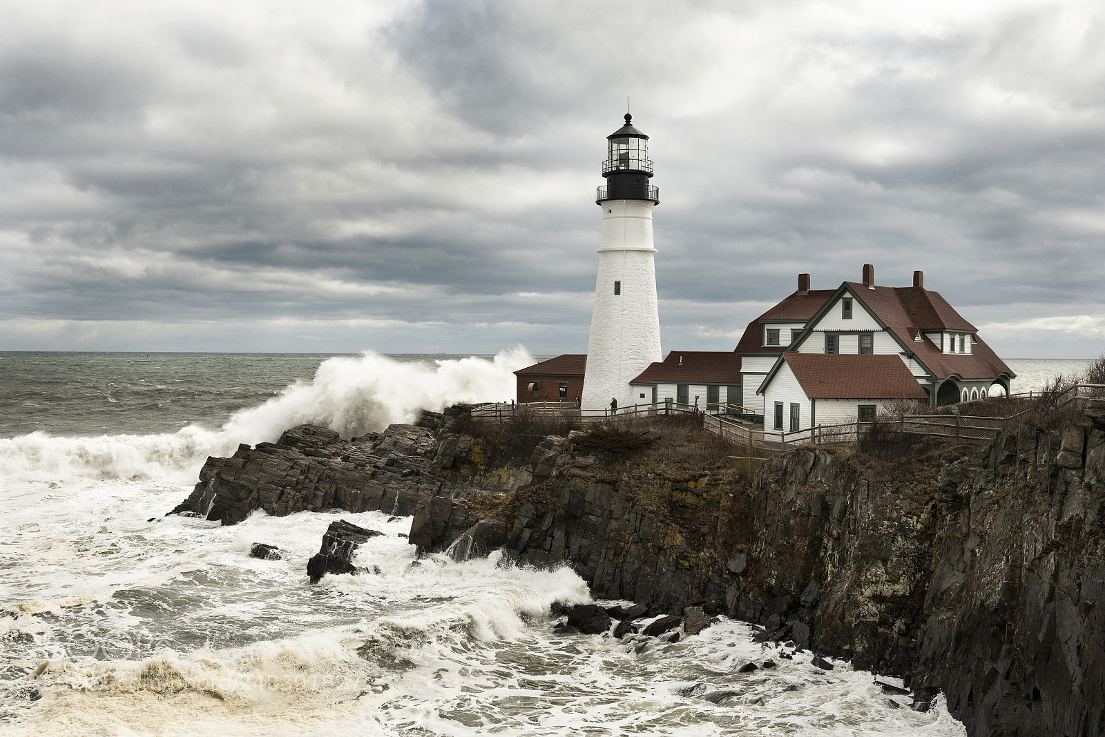 Nikon D810 sample photo. Winter storm lighthouse photography