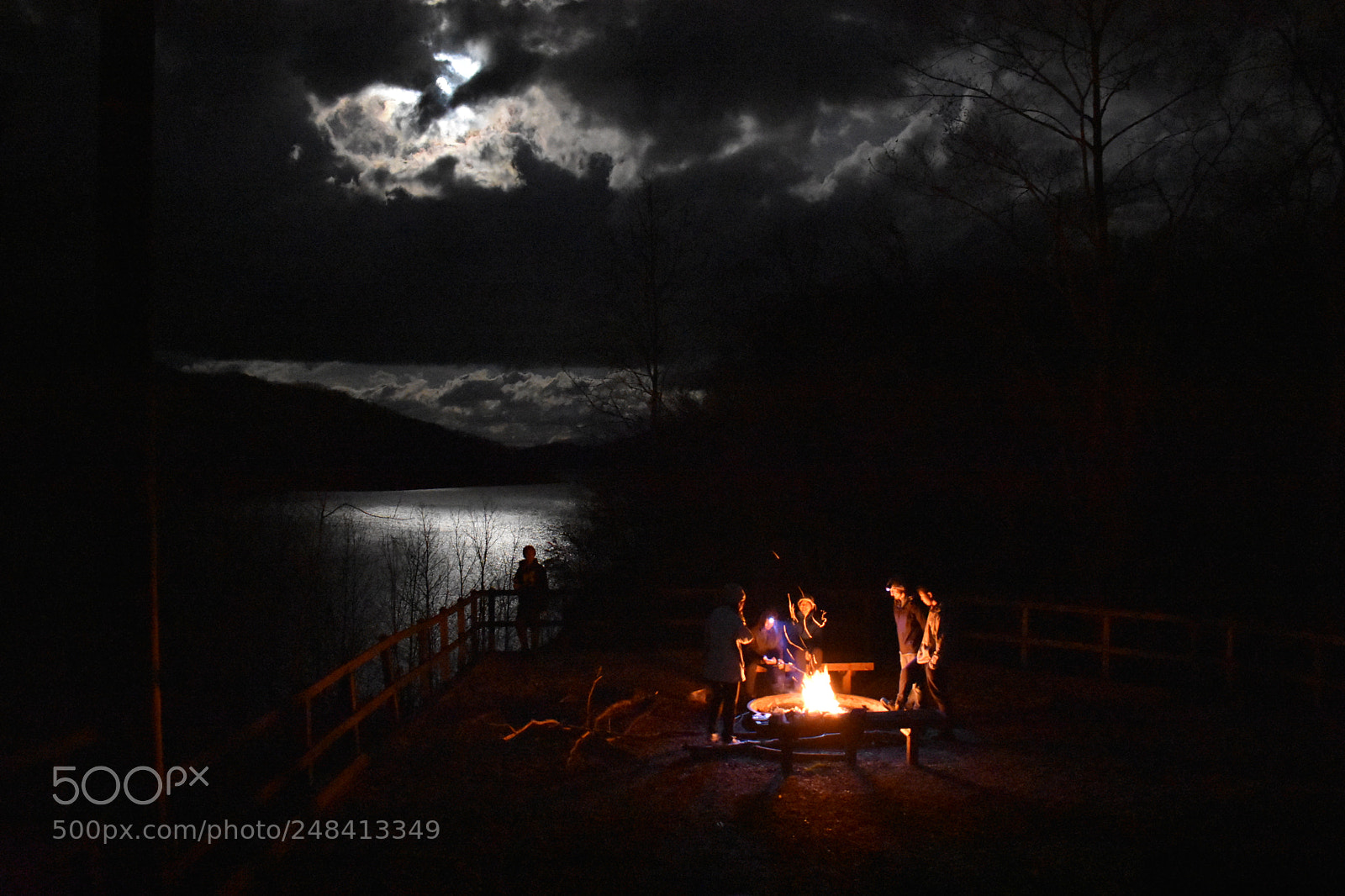 Nikon D3400 sample photo. Moon and fire light photography