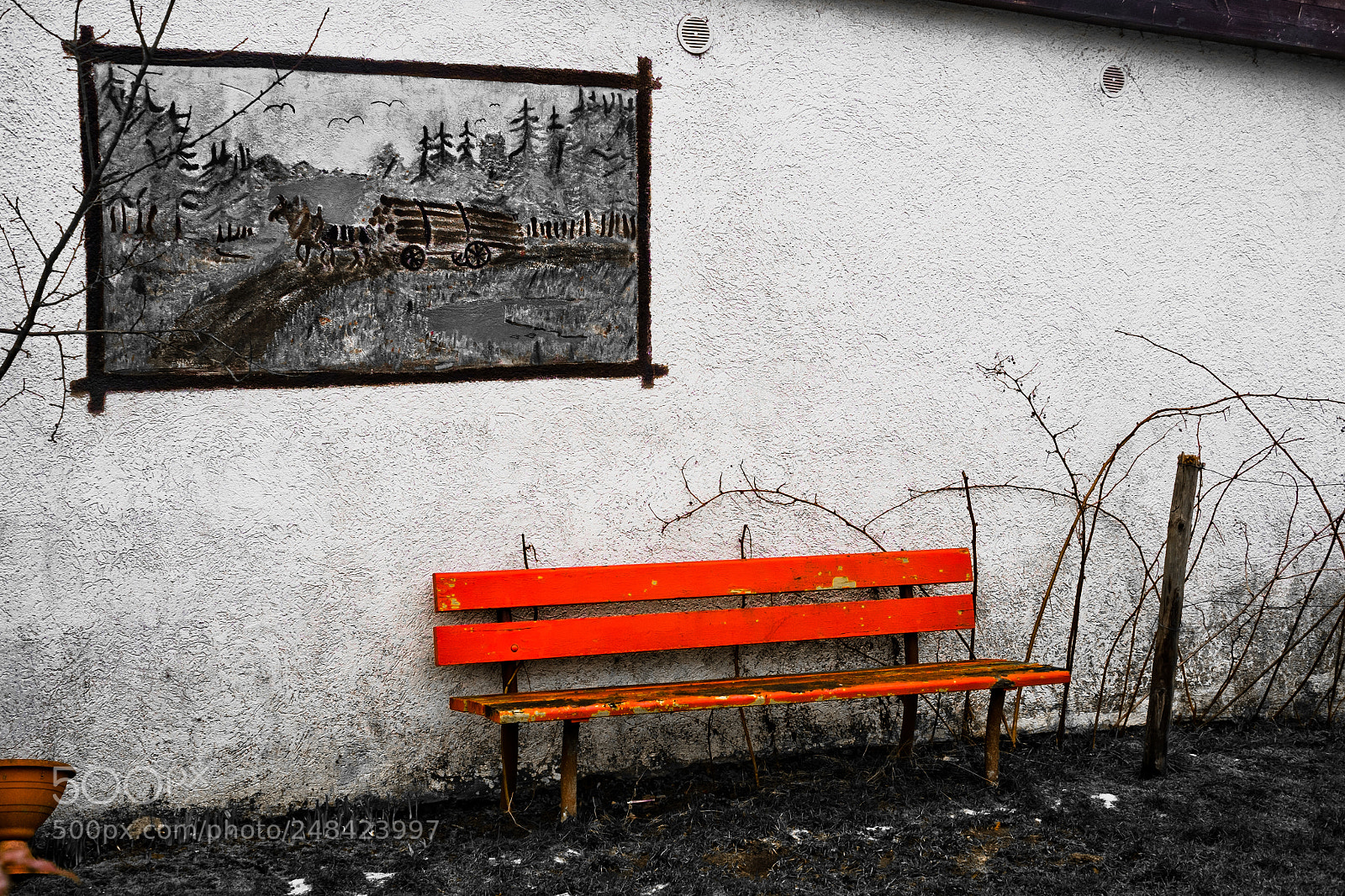 Fujifilm X-E1 sample photo. Red bench photography