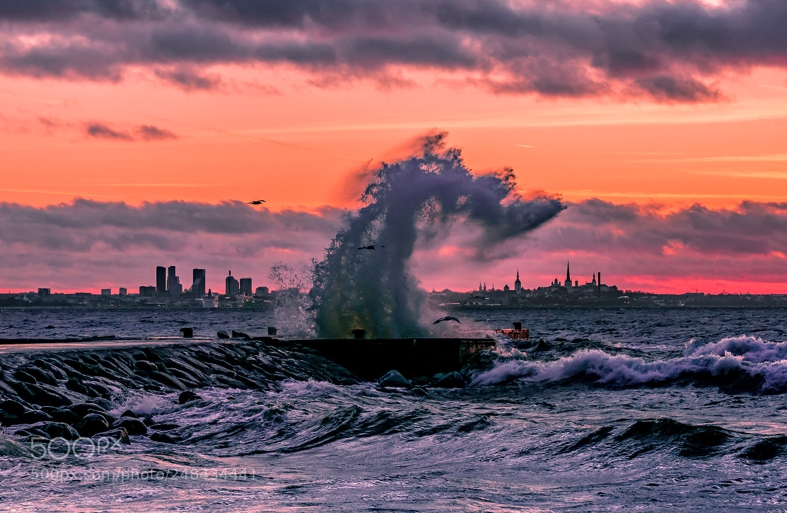 Sony a6000 sample photo. Crashing wave over pier photography