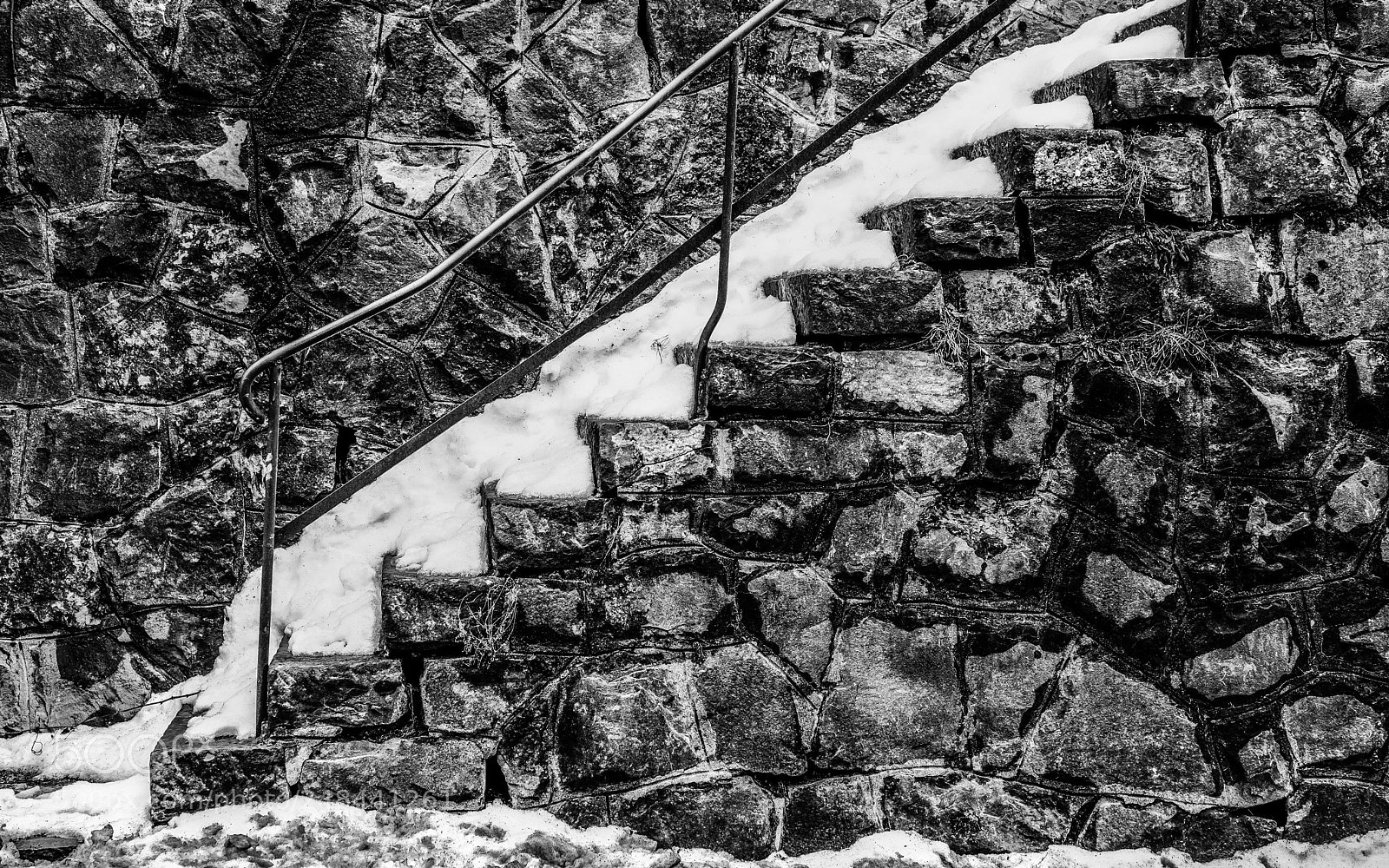 Fujifilm X-T20 sample photo. Snow covered stairs photography
