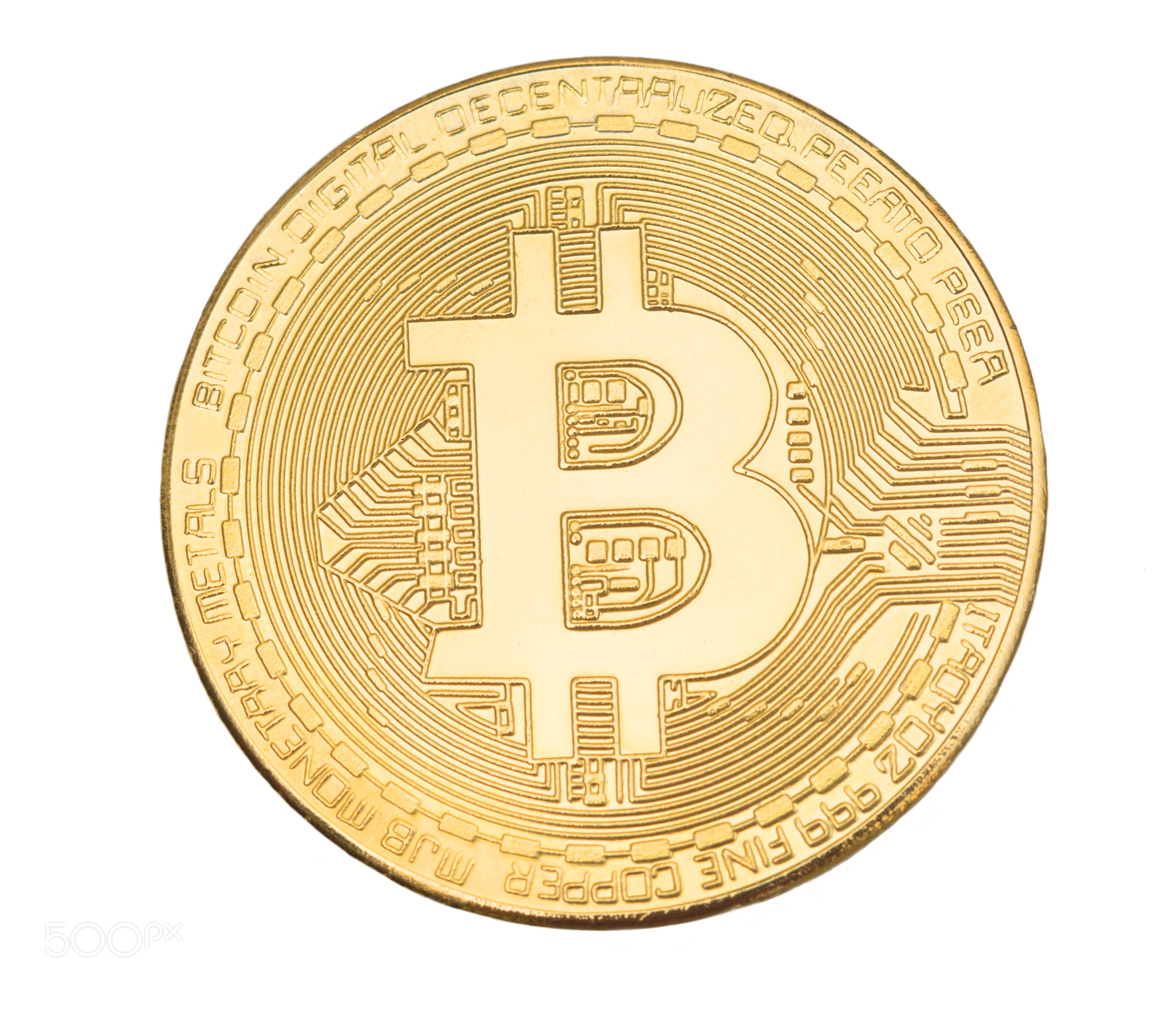 High res isolated bitcoin on a white background