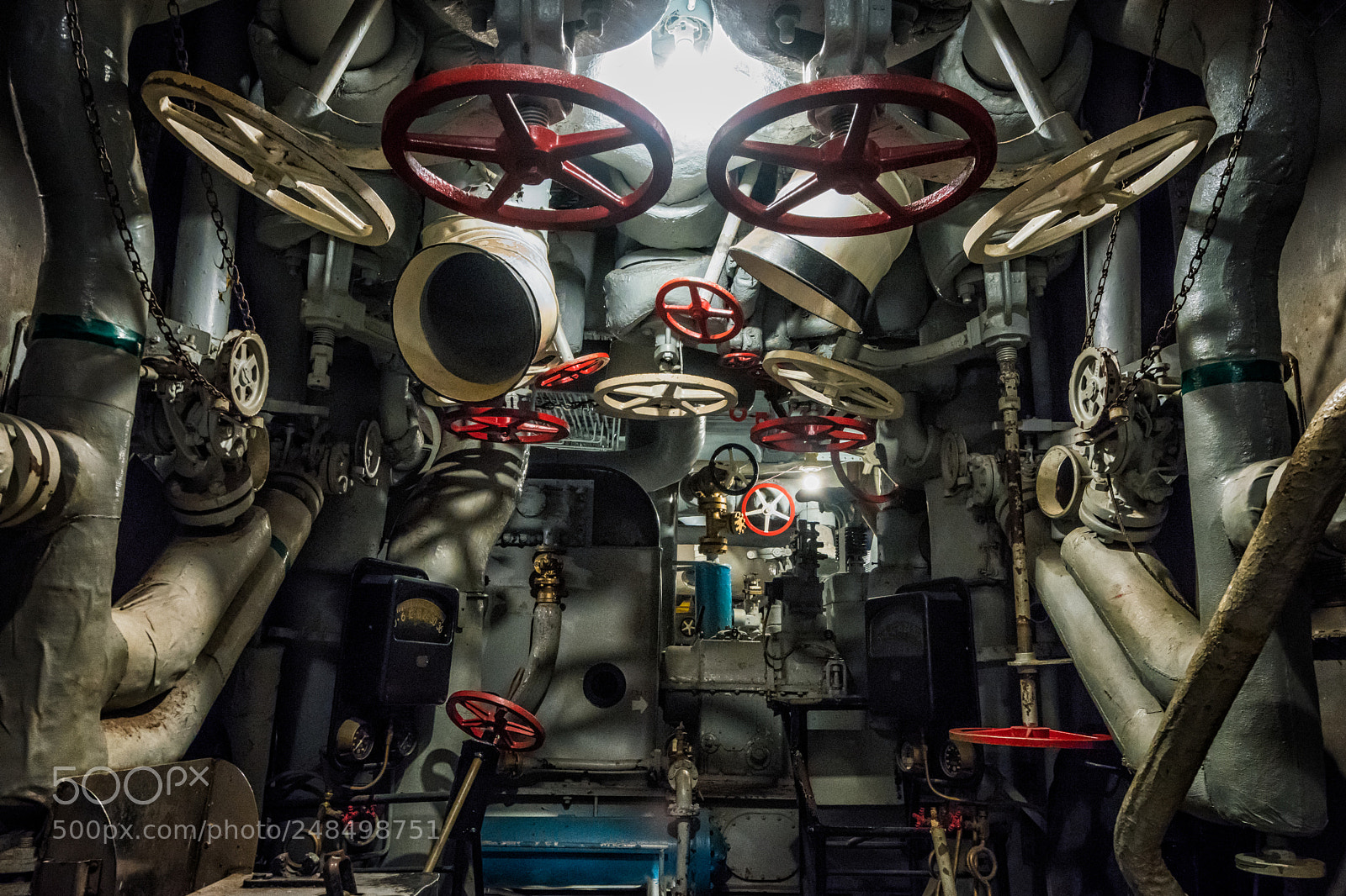 Nikon D810 sample photo. Battleship engine room photography