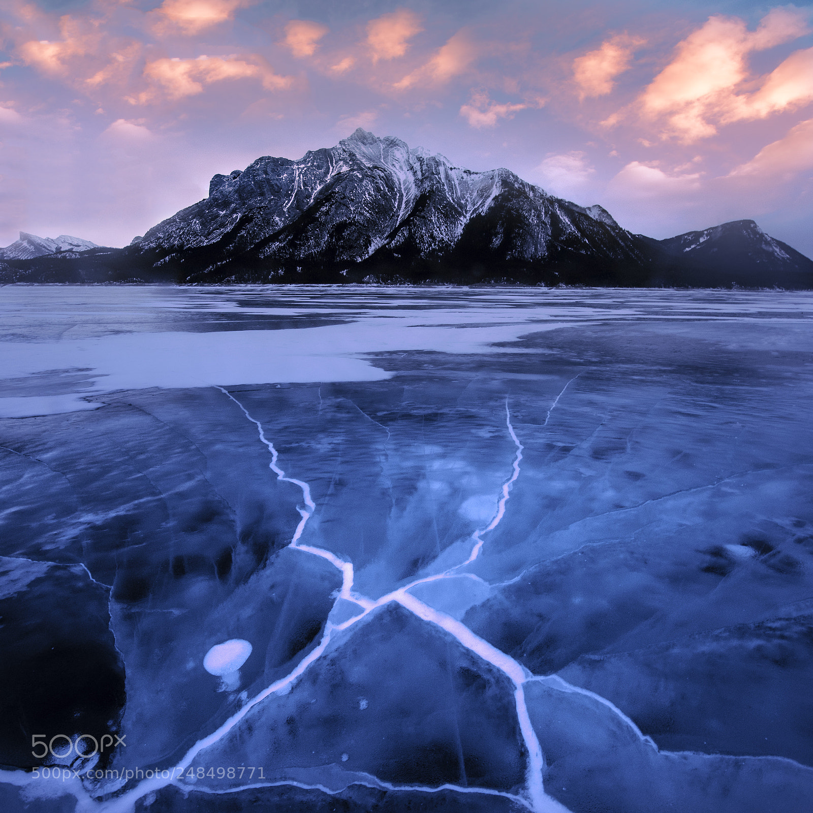 Nikon D810 sample photo. Crack in ice banff photography