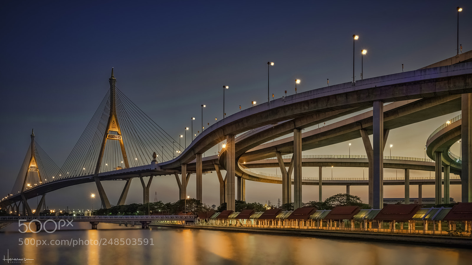 Sony a7R II sample photo. Golden bhumibol bridge photography