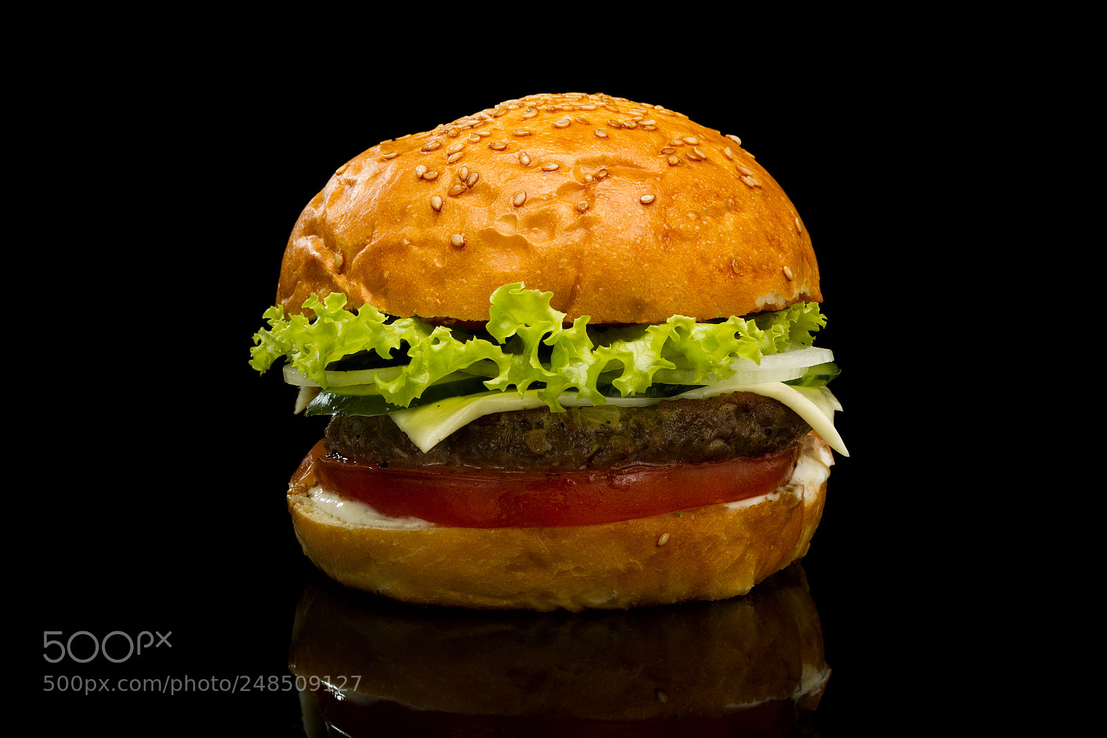 Canon EOS-1D Mark IV sample photo. Burger on a black photography
