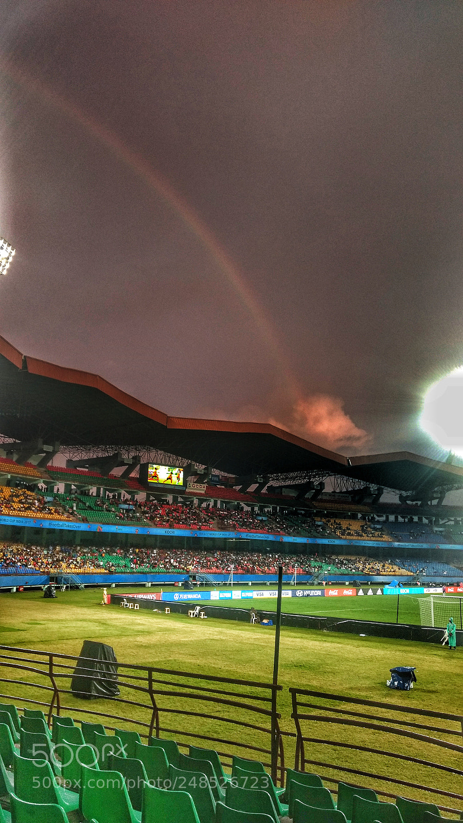 Motorola Moto G (4) sample photo. Rainbow meeting football photography