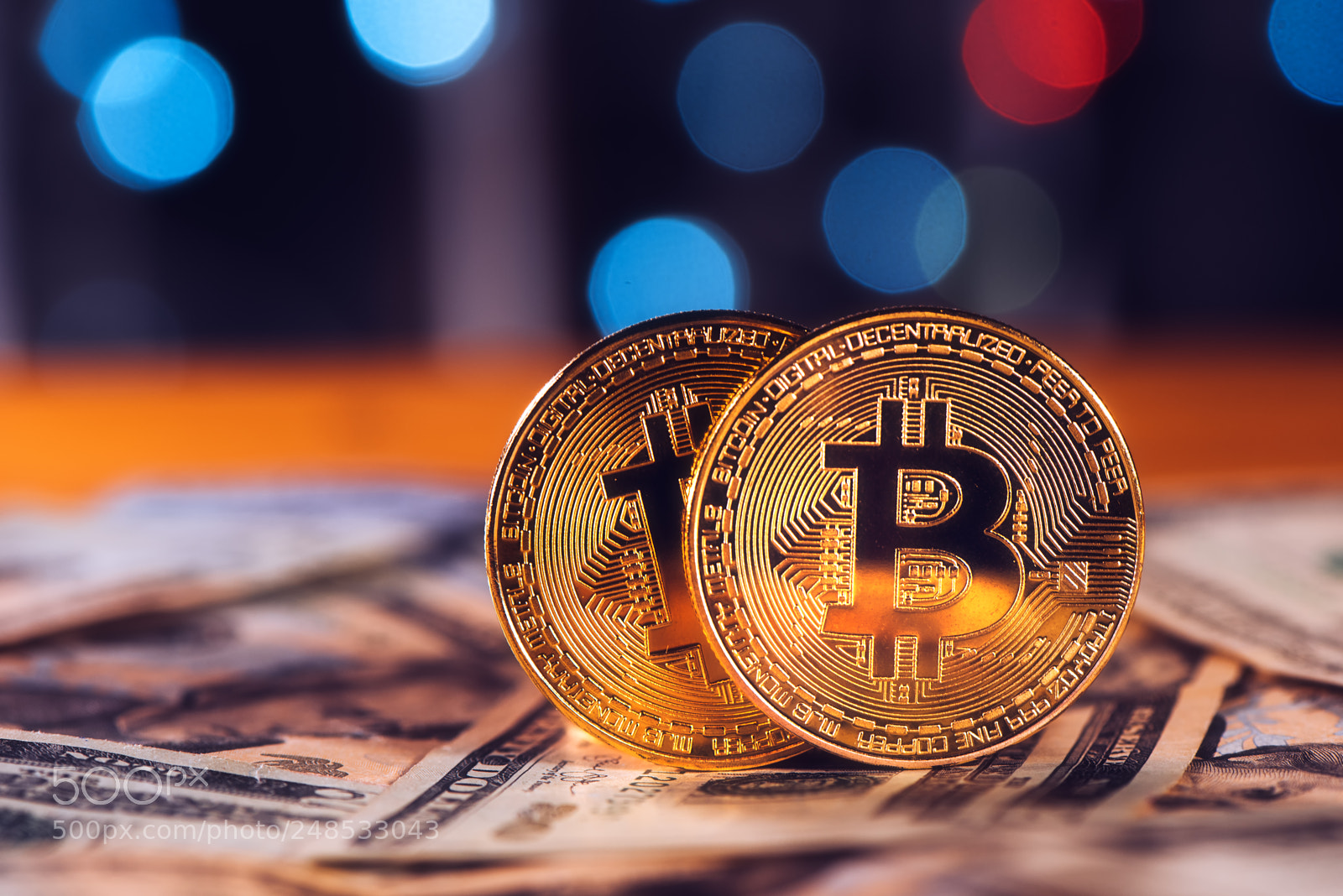 Nikon D810 sample photo. Bitcoins and dollars photography