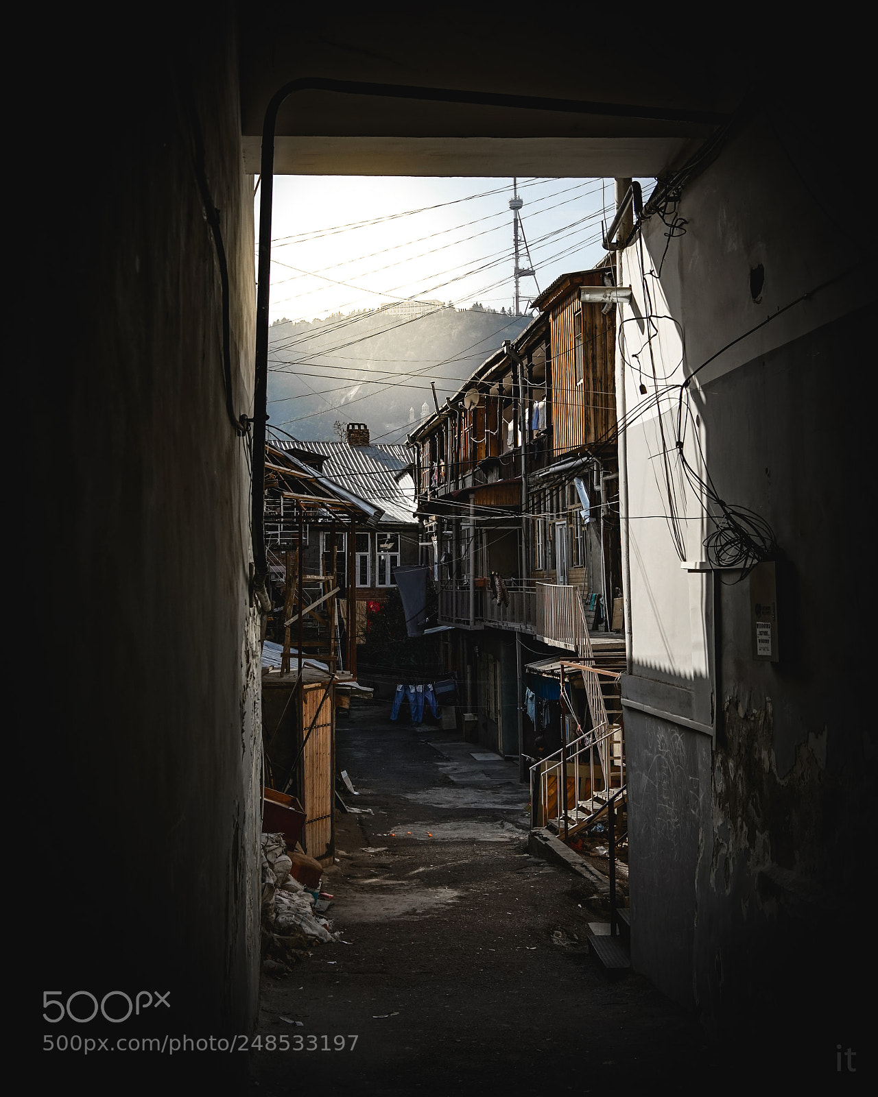 Sony a7 sample photo. Tbilisi yard with mtazminda photography