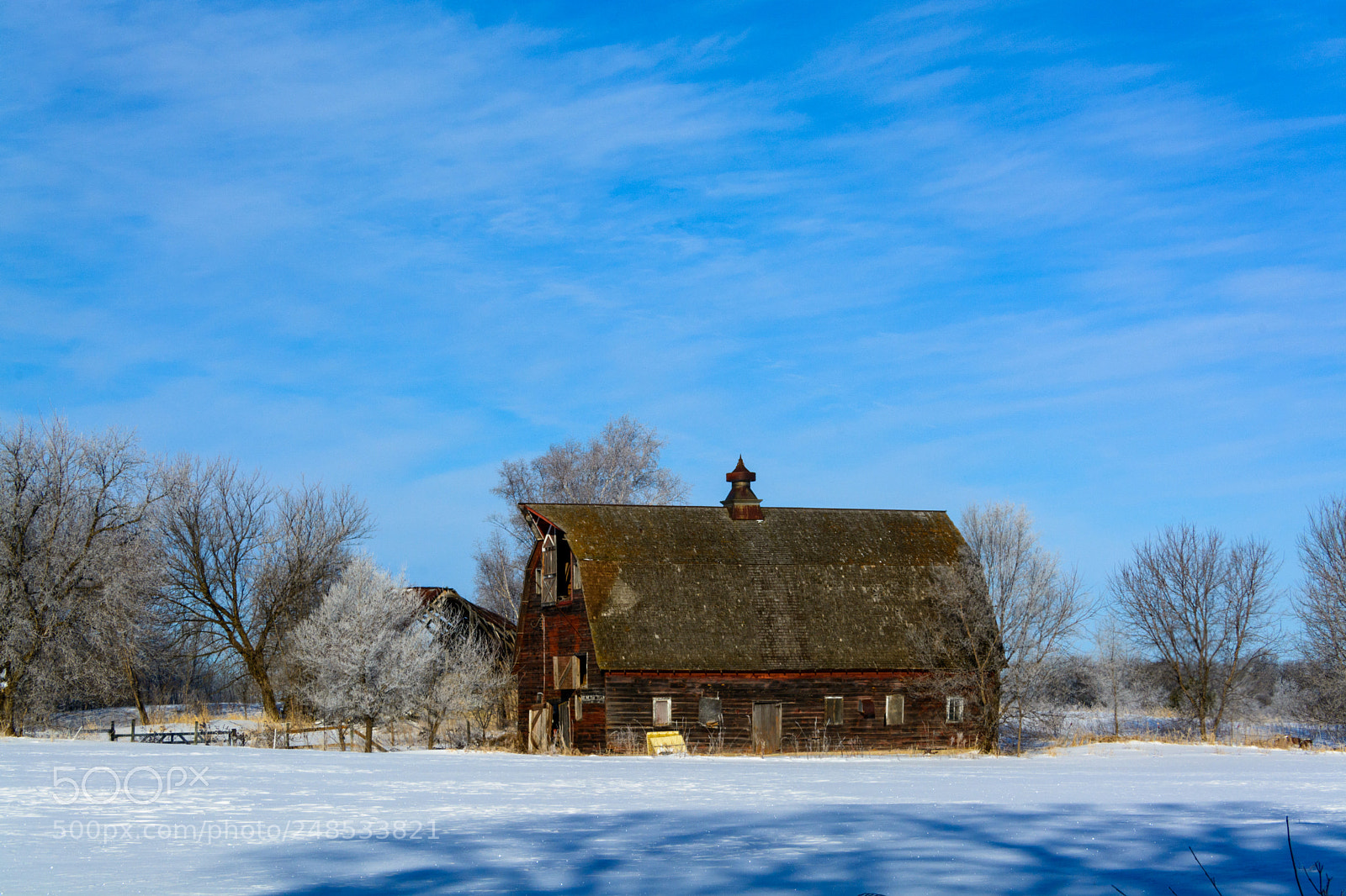 Nikon D7100 sample photo. Snowy barn landscape.   photography