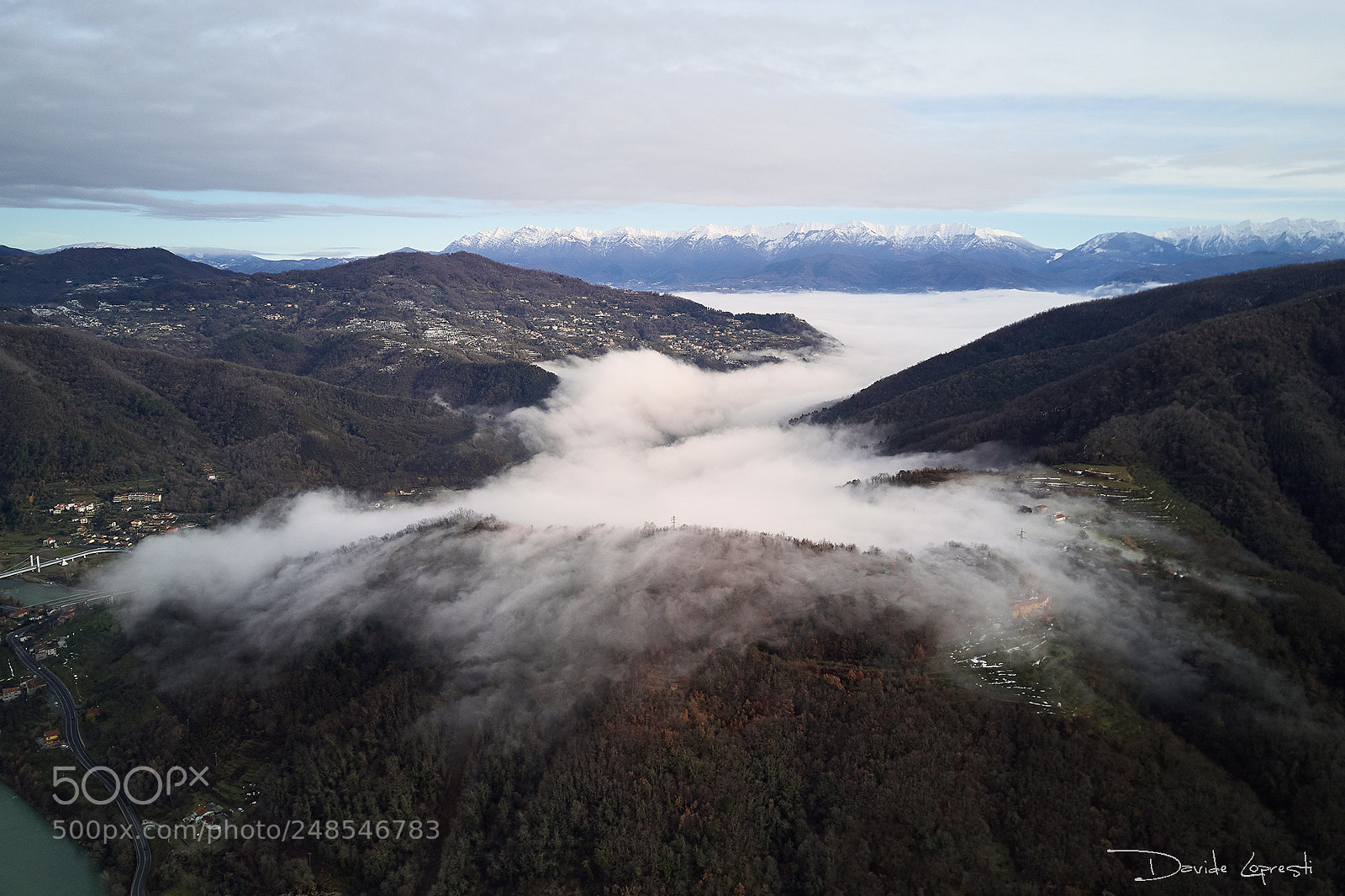 DJI FC220 sample photo. River of fog photography