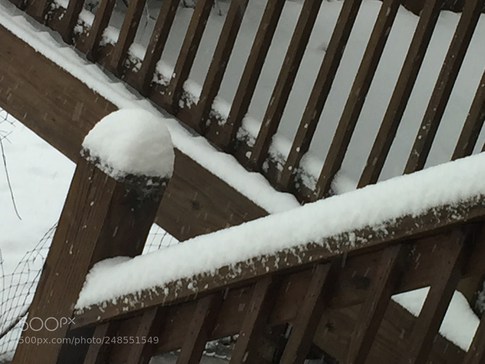 Apple iPhone 6 Plus sample photo. Snow on rail photography