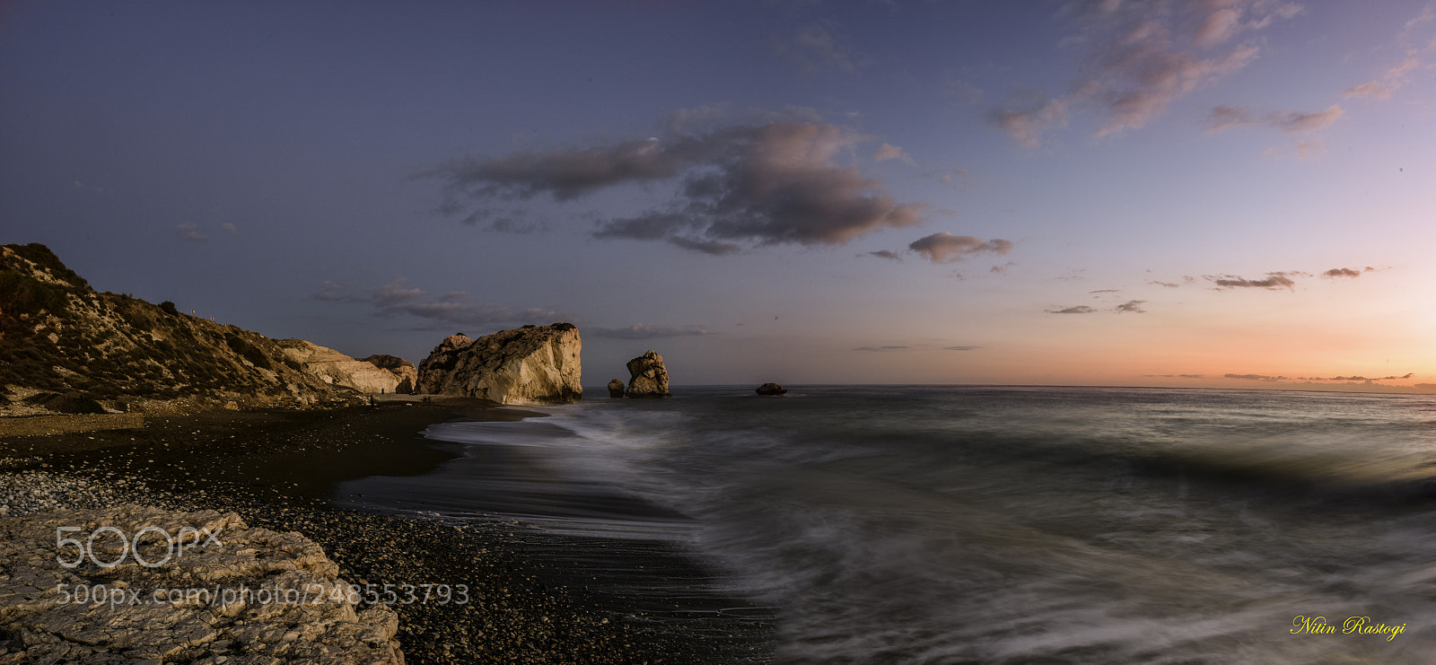 Nikon D810 sample photo. Aphrodite rock, cyprus sunset photography
