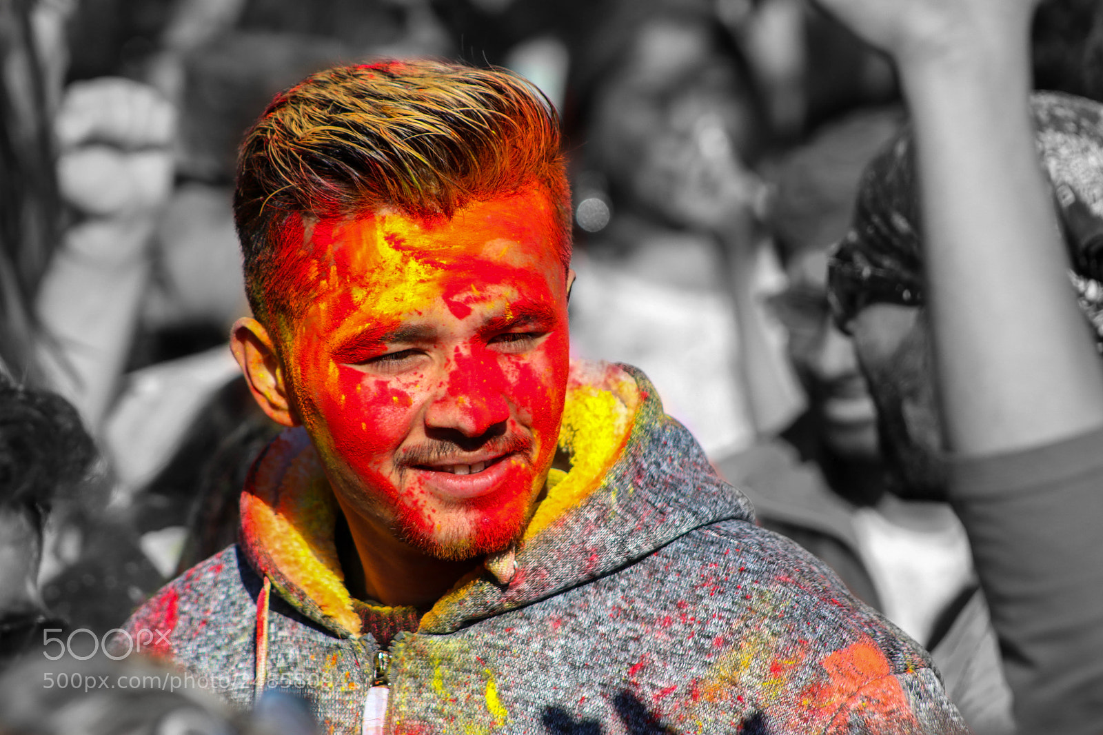 Canon EOS 80D sample photo. Holi colors on face photography