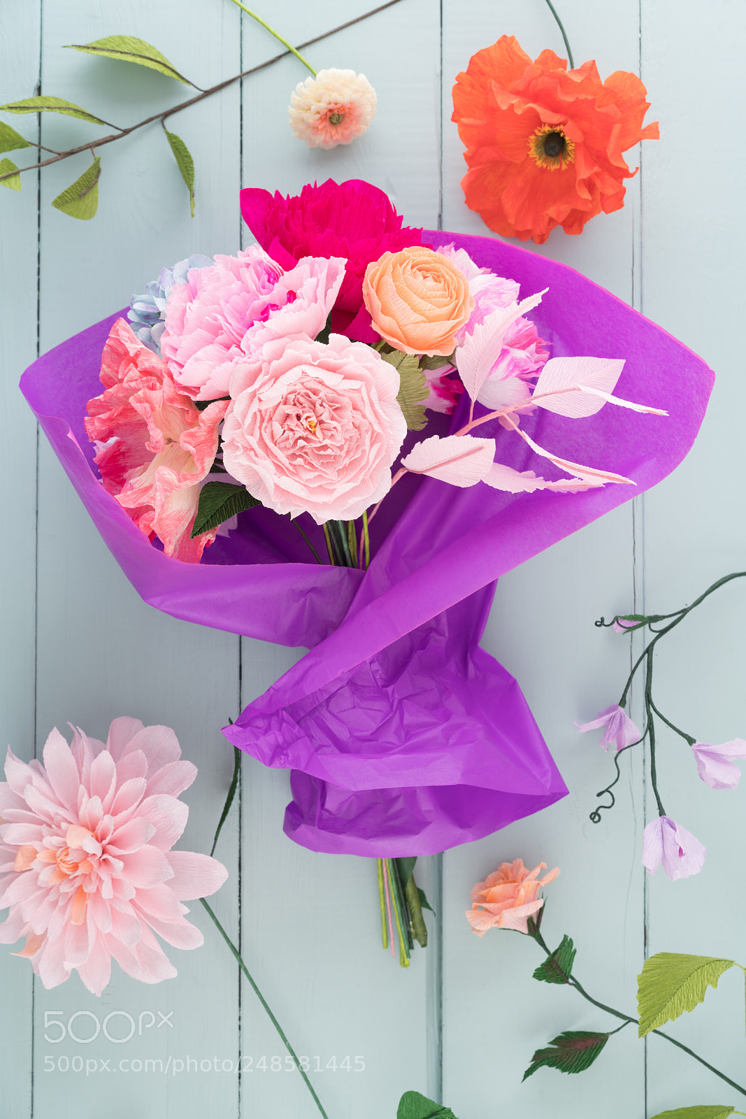 Sony a7R III sample photo. Crepe paper flower bouquet photography