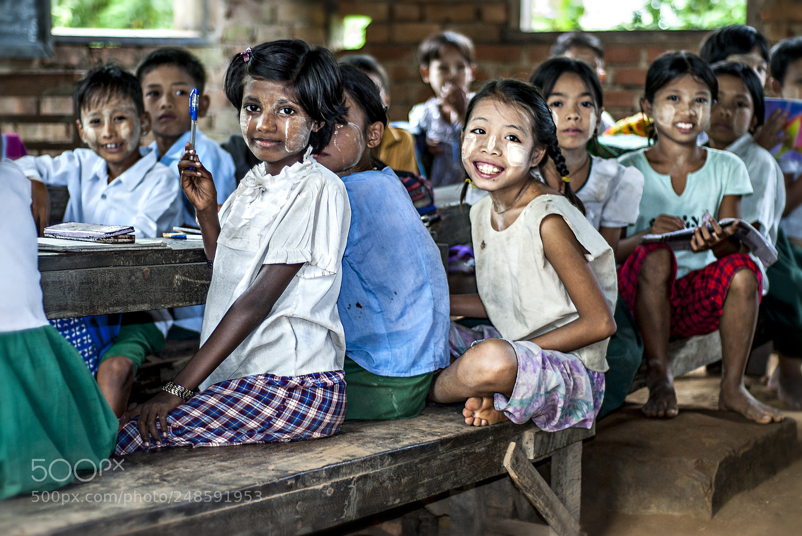 Nikon D200 sample photo. Village school / myanmar photography