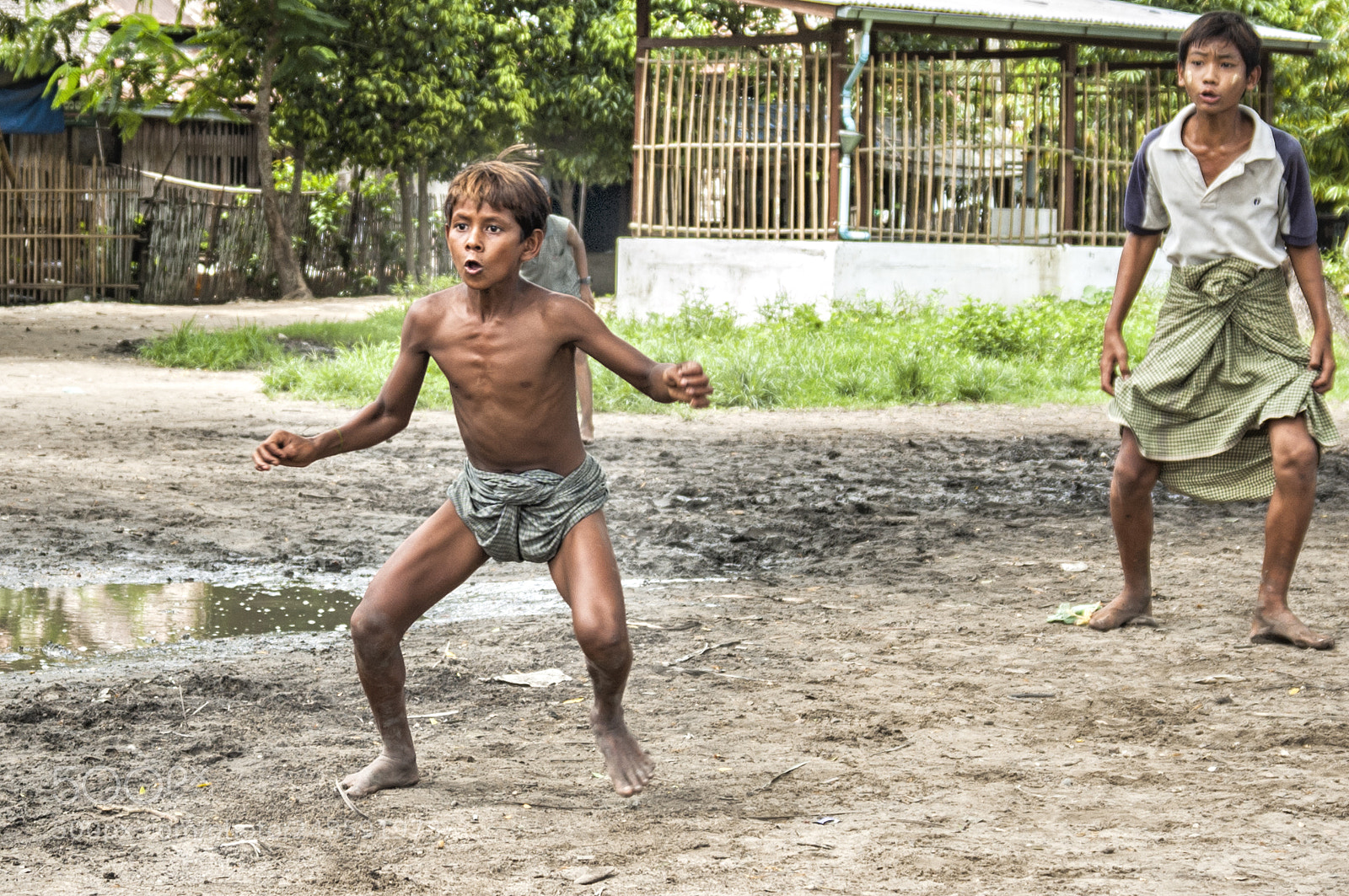 Nikon D70 sample photo. Soccer, village style / myanmar photography