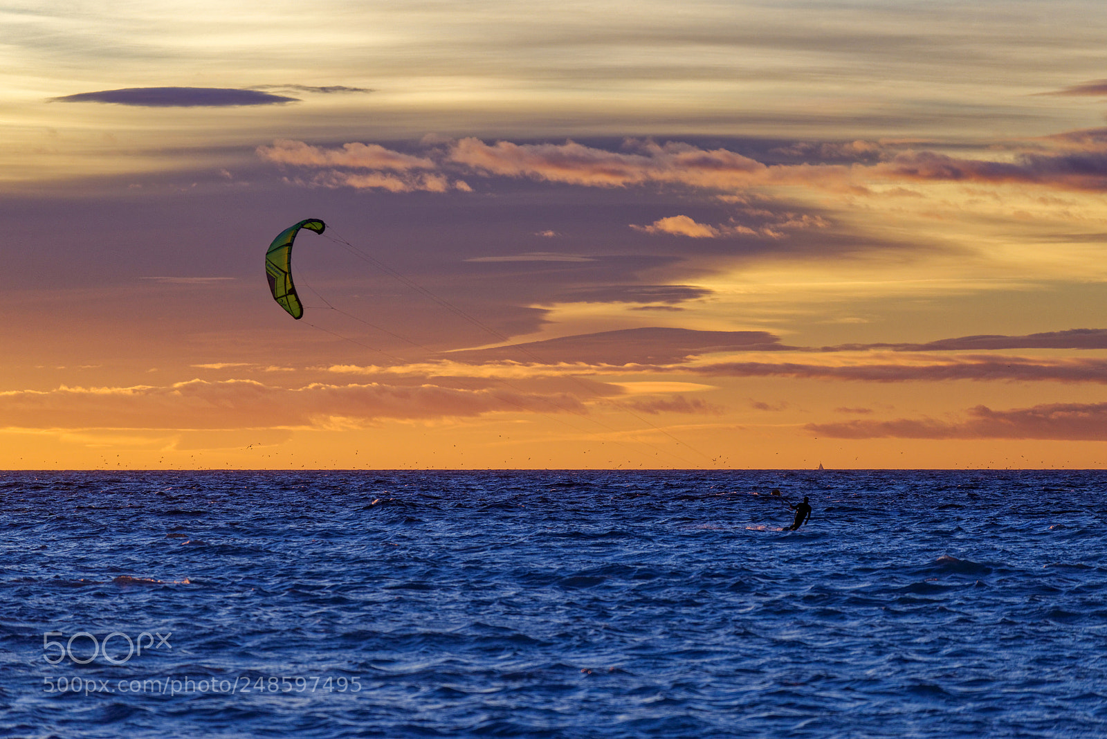 Nikon D800 sample photo. Kitesurfers at dusk # 12 photography