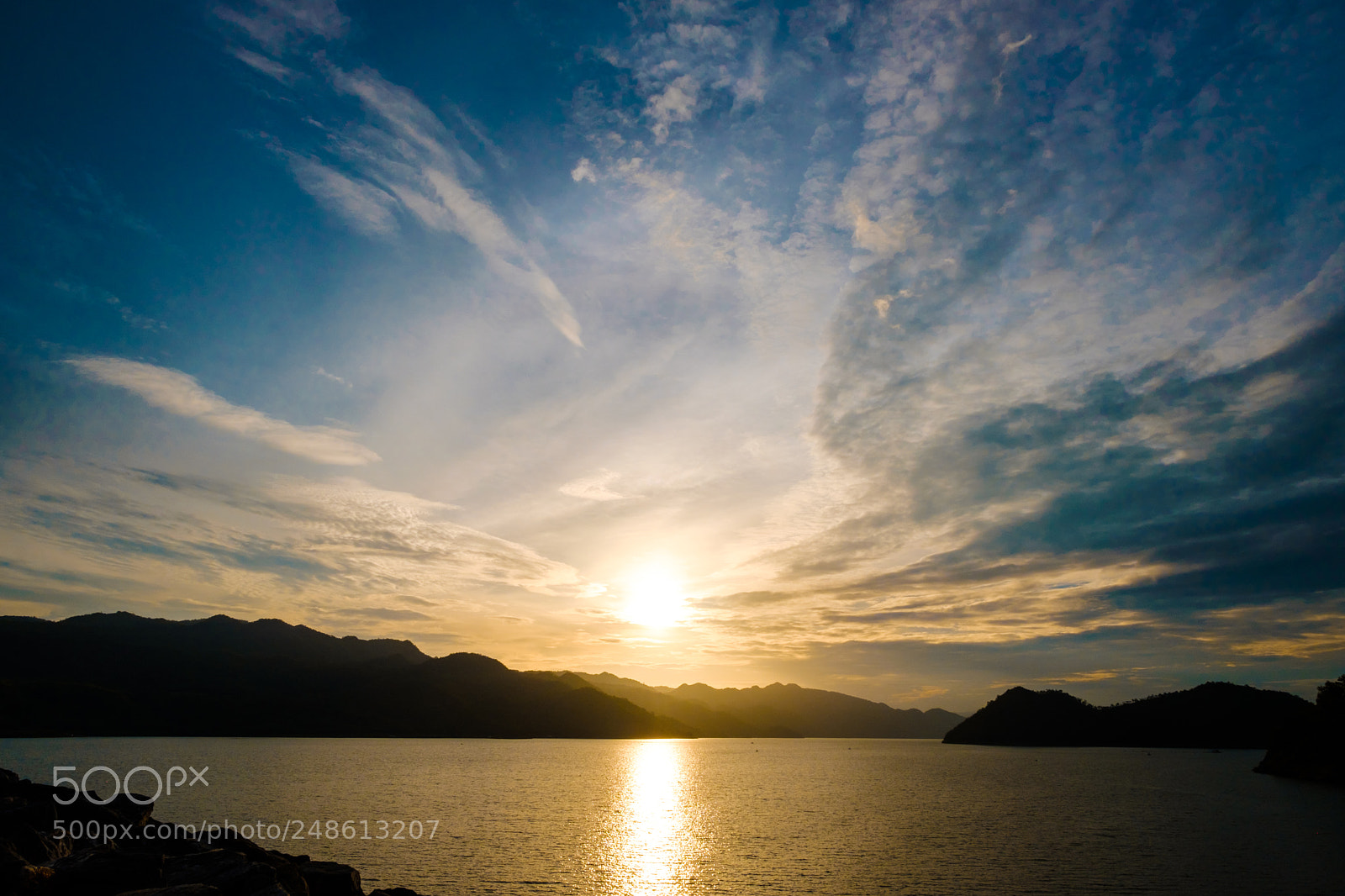 Fujifilm X-T2 sample photo. Sunset at srinagarind dam photography