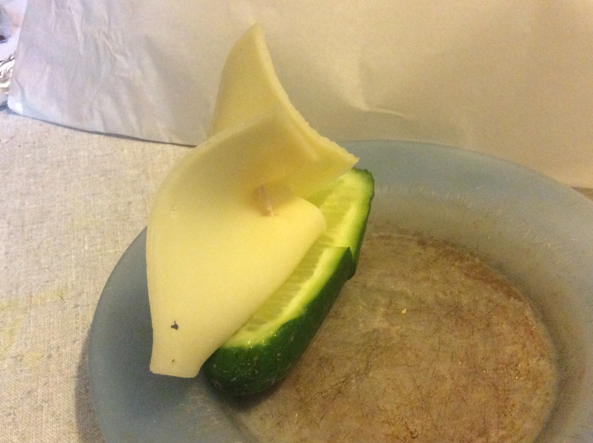 Apple iPad Air sample photo. Fun-food: cheese cucumber sailing-boat photography