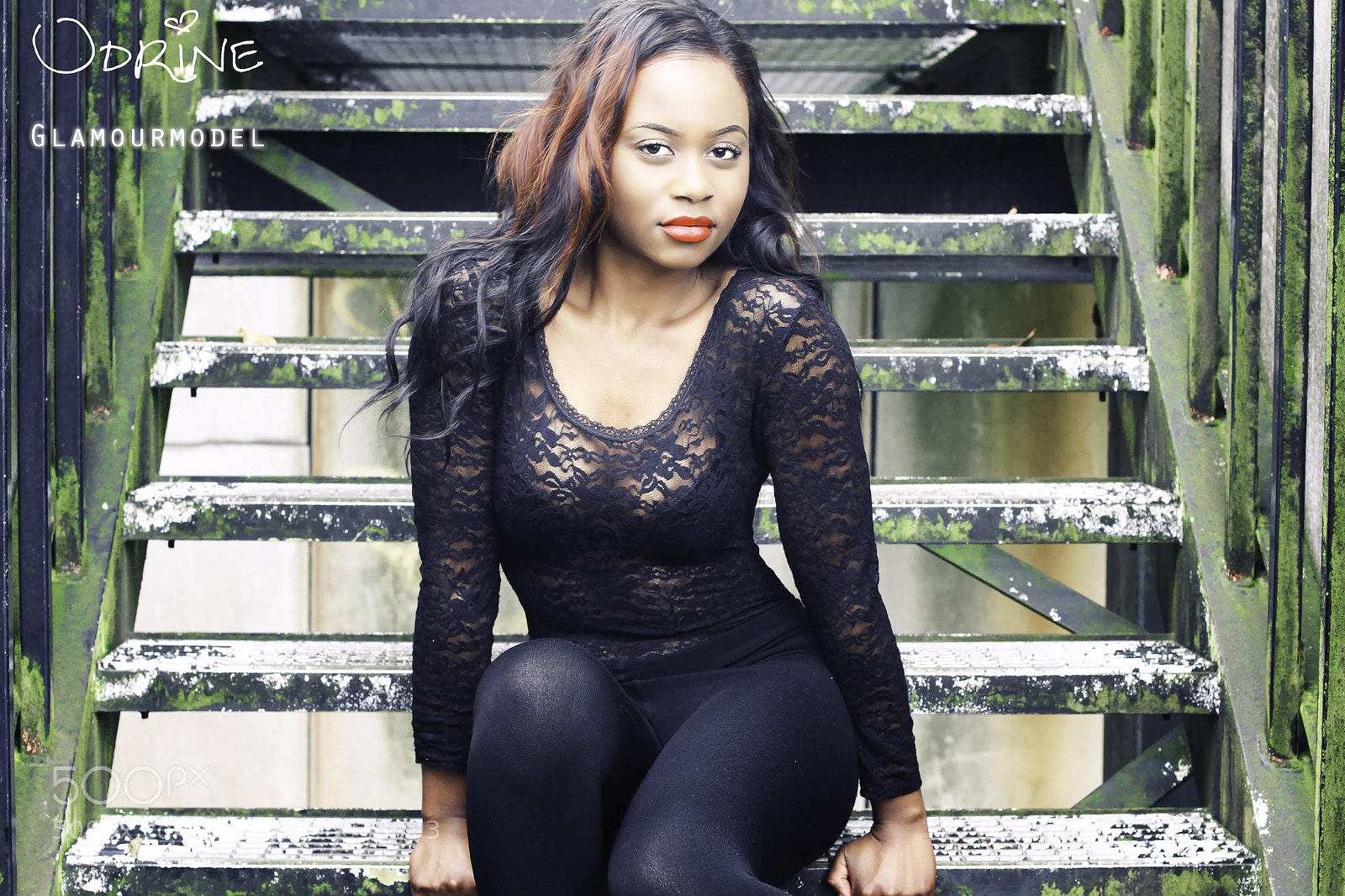 Canon EOS 7D sample photo. Model on outside stairs photography