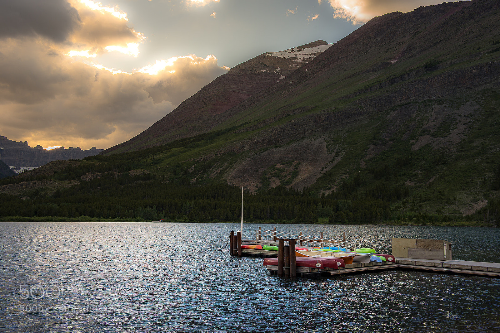 Nikon D610 sample photo. Swiftcurrent lake  during sunset photography