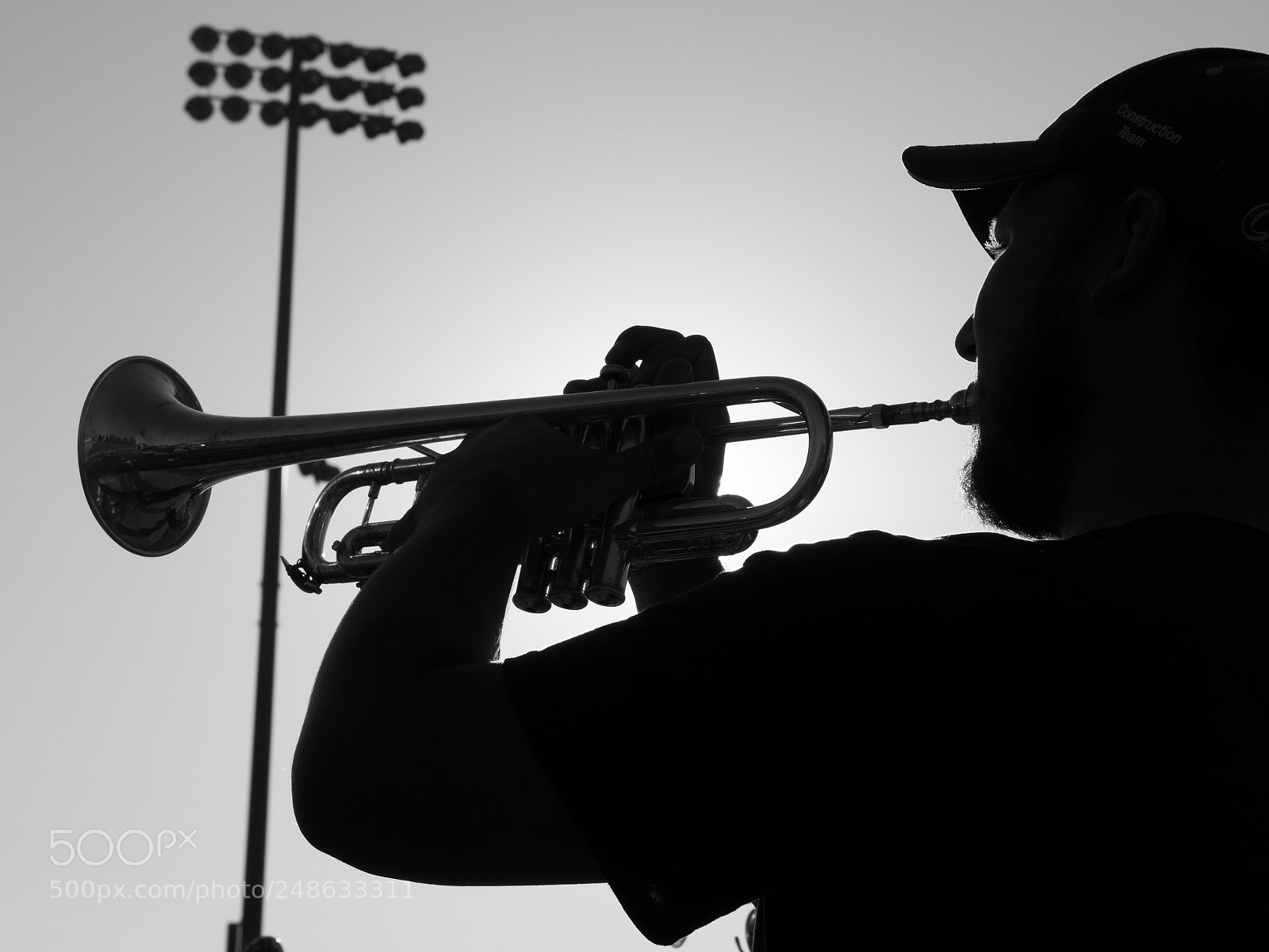 Olympus OM-D E-M10 II sample photo. B&w trumpet photography