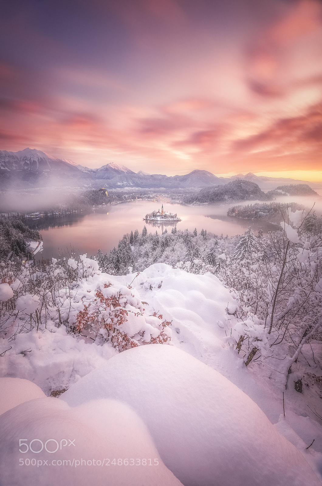 Canon EOS-1D X Mark II sample photo. Sunrise- lake bled (slovenia) photography