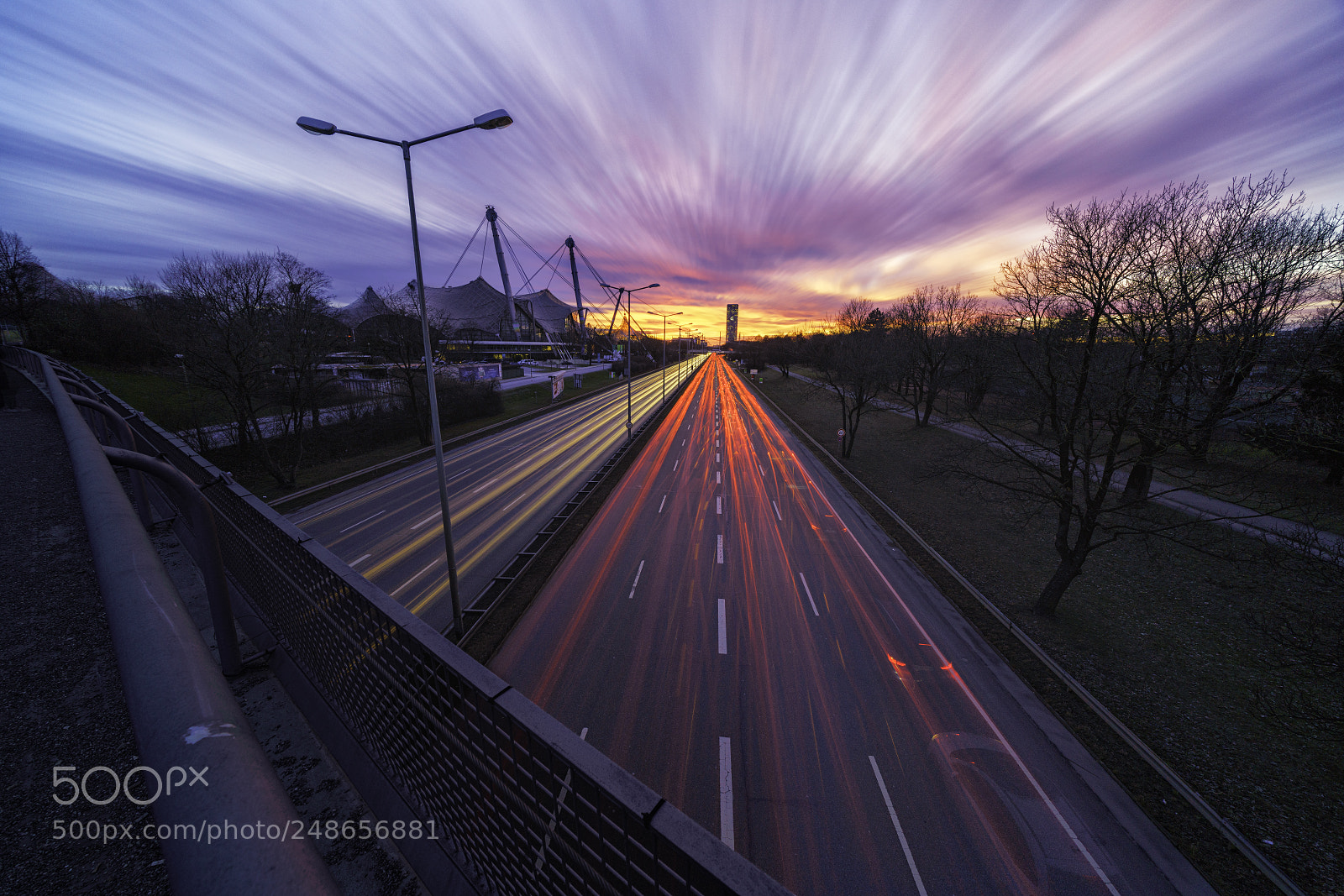 Sony a7R III sample photo. Sunset olympiapark munich photography