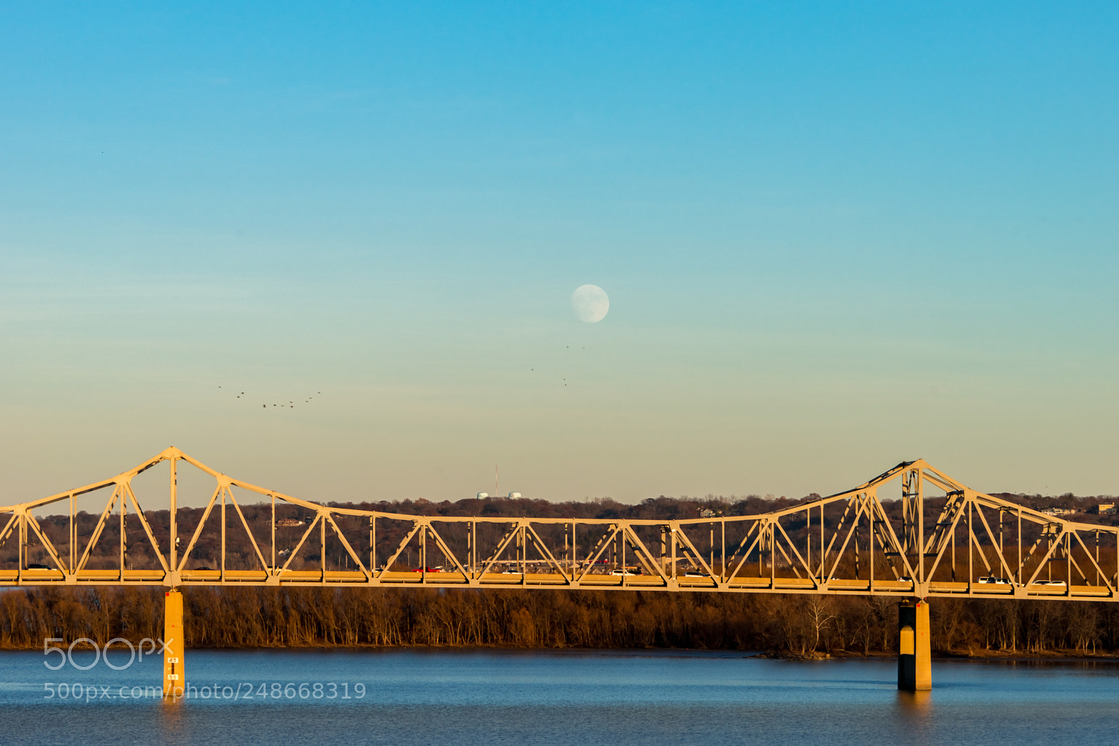 Sony SLT-A99V sample photo. Moonrise above bridge photography