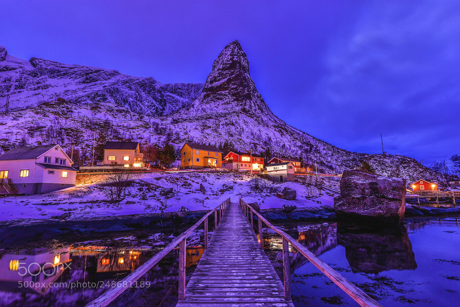 Nikon D800E sample photo. Nightfall reine(lofoten island) photography