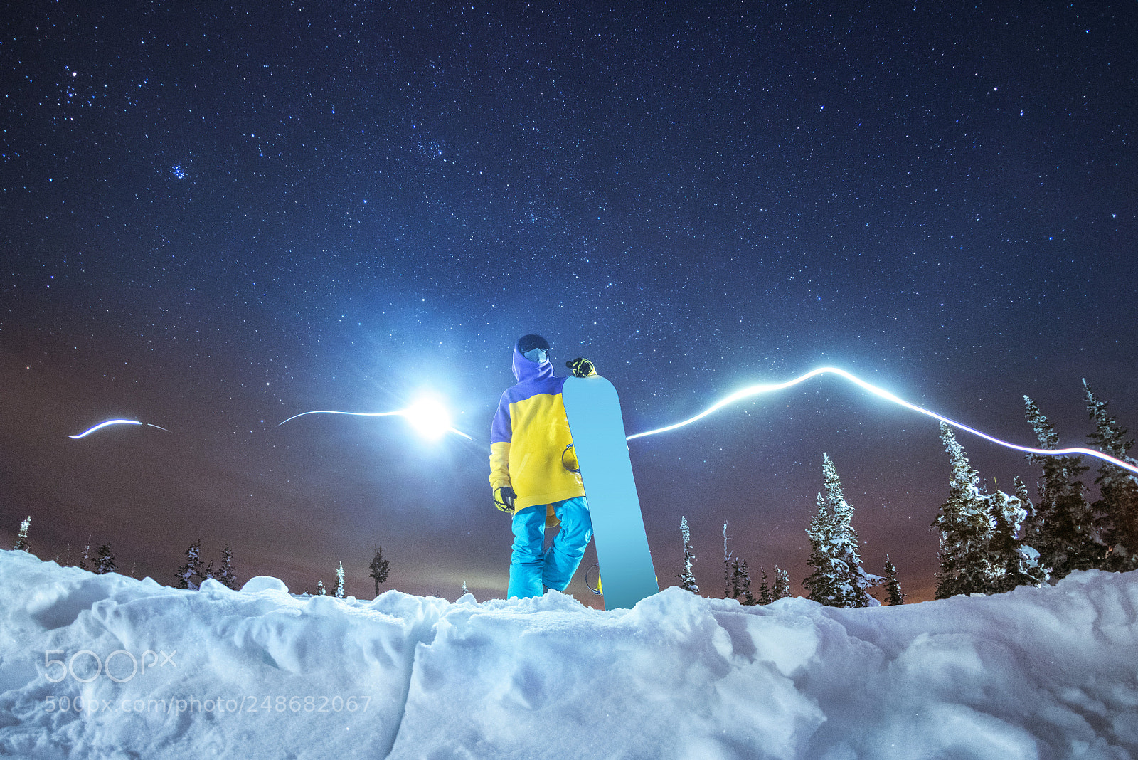 Nikon D810 sample photo. Lady snowboarder night photo photography